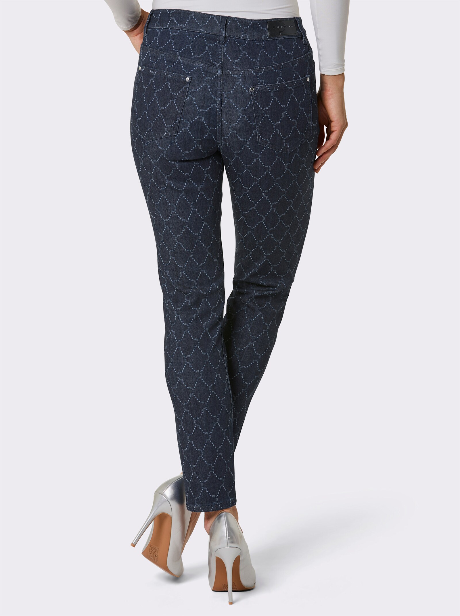 CREATION L PREMIUM 5-Pocket-Jeans mit Print-Dessin - dark blue