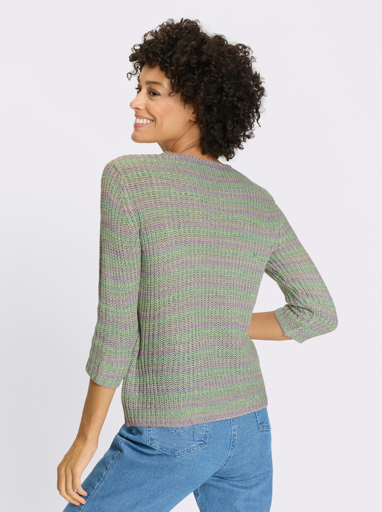 3/4 Arm-Pullover - ozean-ecru-meliert