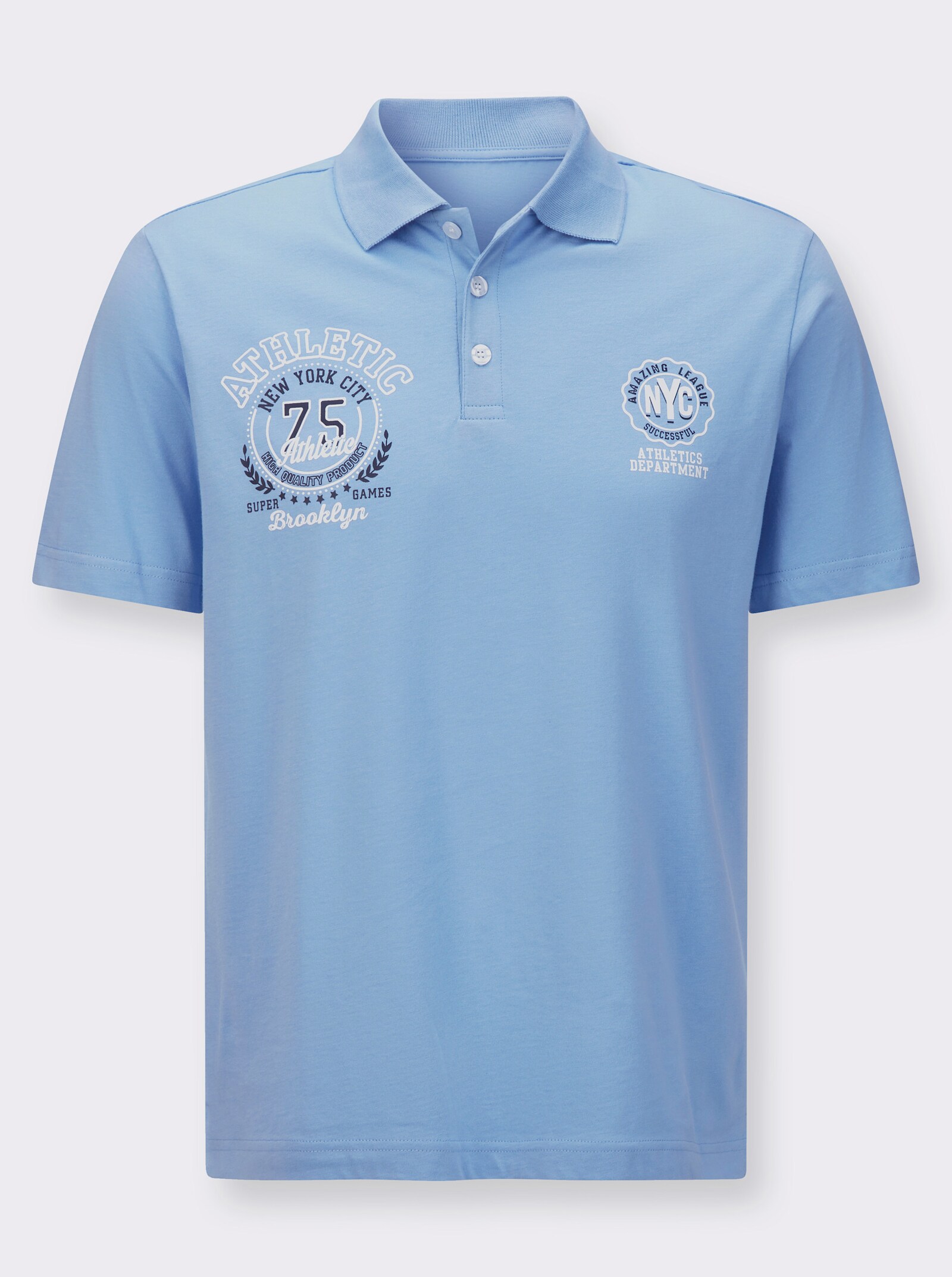 Poloshirt mit Druck-Motiv - himmelblau