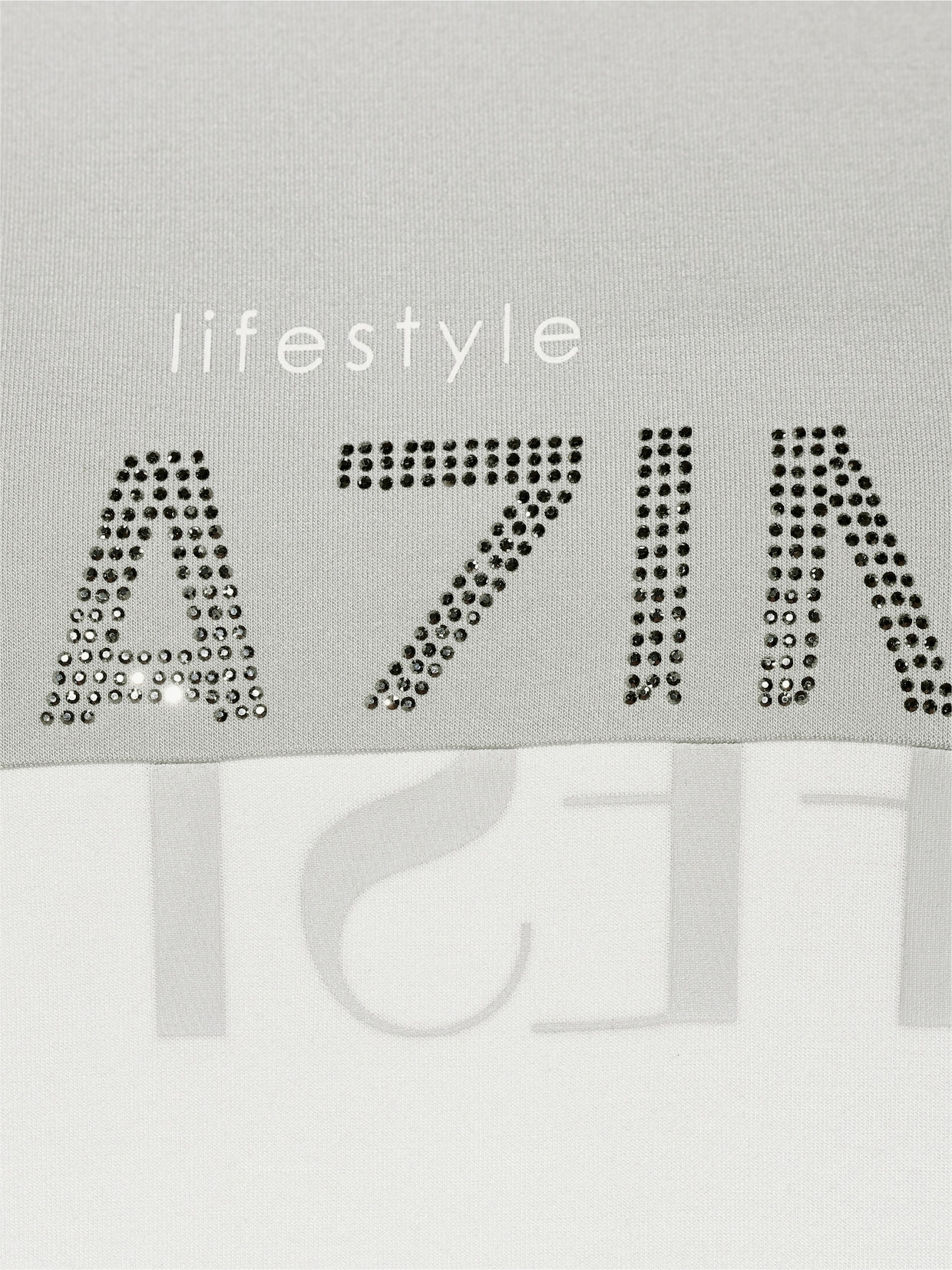 Sweatshirt mit Ziersteinchen - ecru-hellgrau
