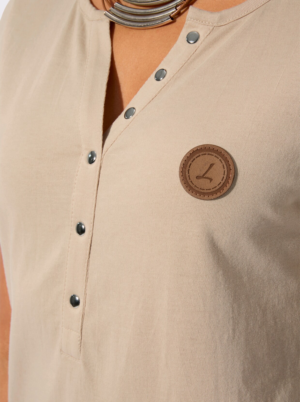 Kurzarmshirt aus reiner Baumwolle - beige