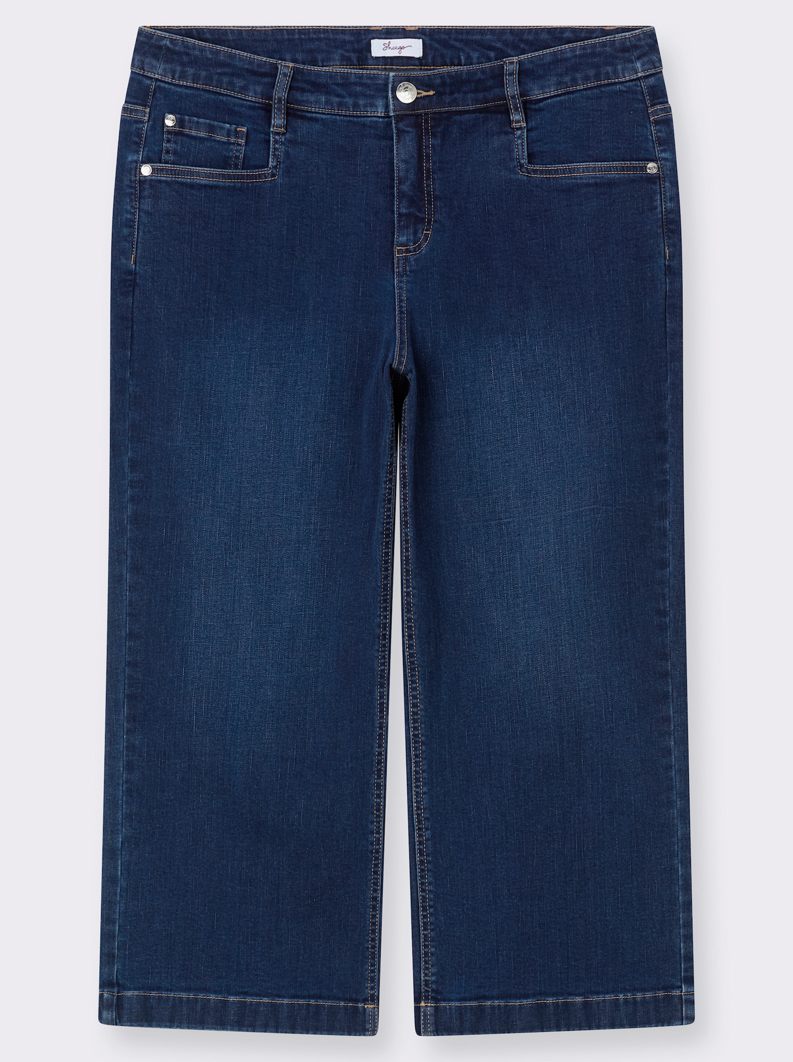 sheego 7/8-Jeans mit weitem Bein - blue-stone-washed