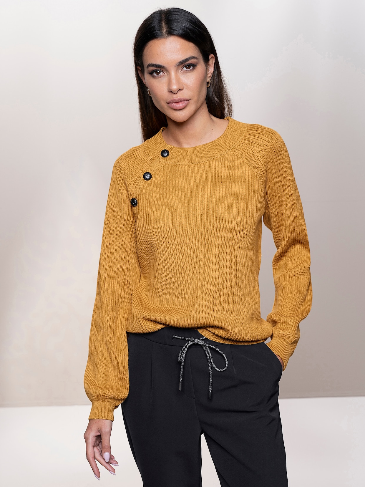 heine Pullover met ronde hals - oker