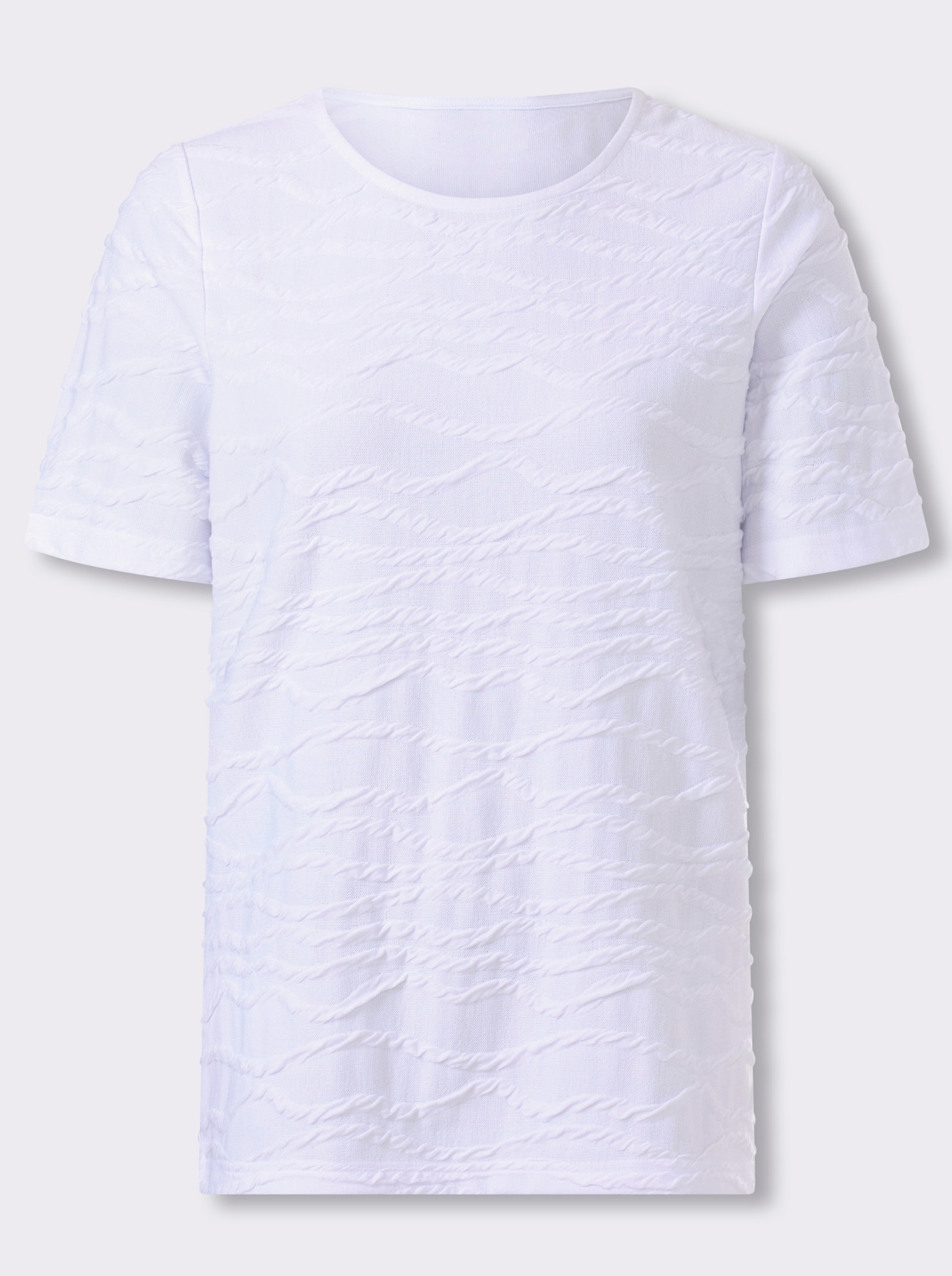 Shirt met korte mouwen van structuur-jersey - wit