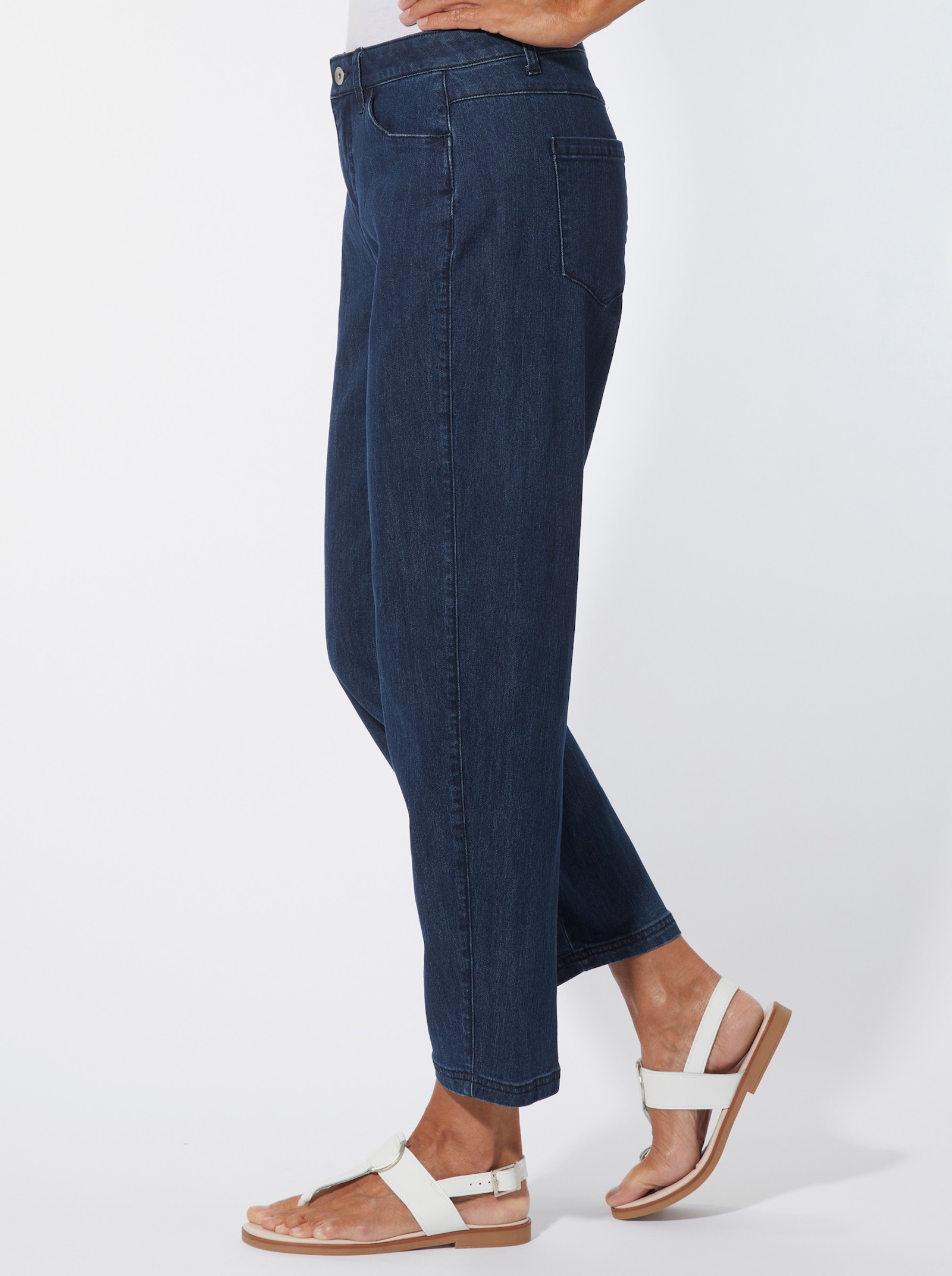 Jeans in Barrel-Form - darkblue-stone-washed