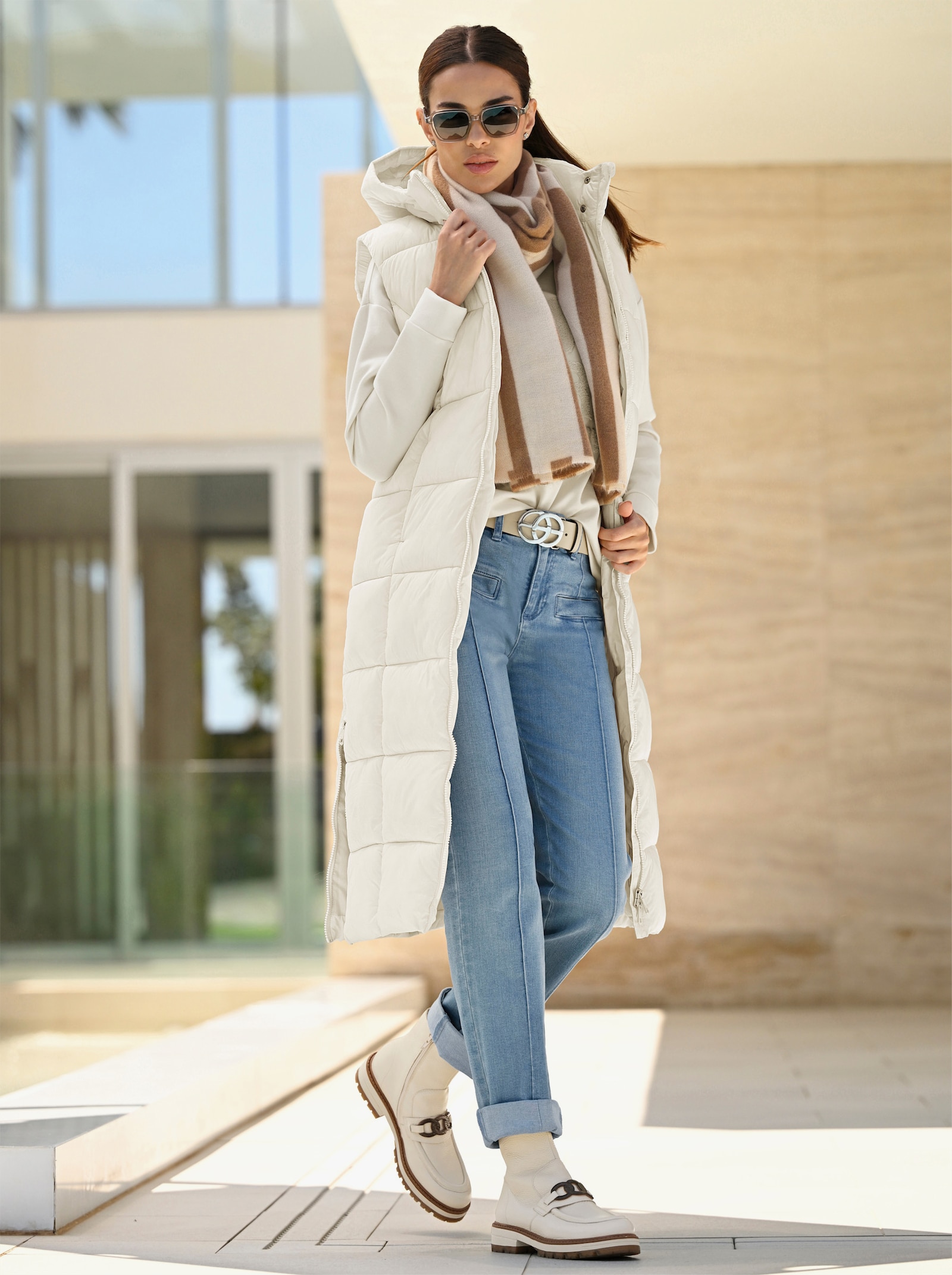 heine Gilet long avec matelassage - couleur ivoire