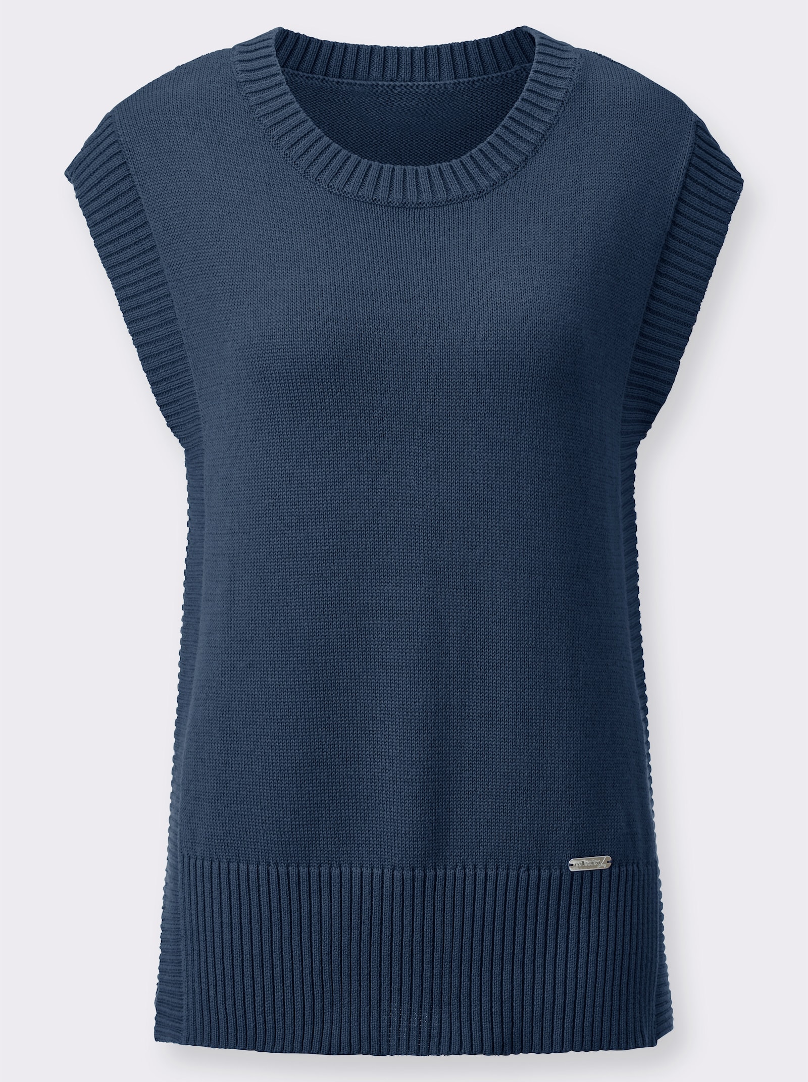 Pullunder mit Rippensäumen - dunkelblau