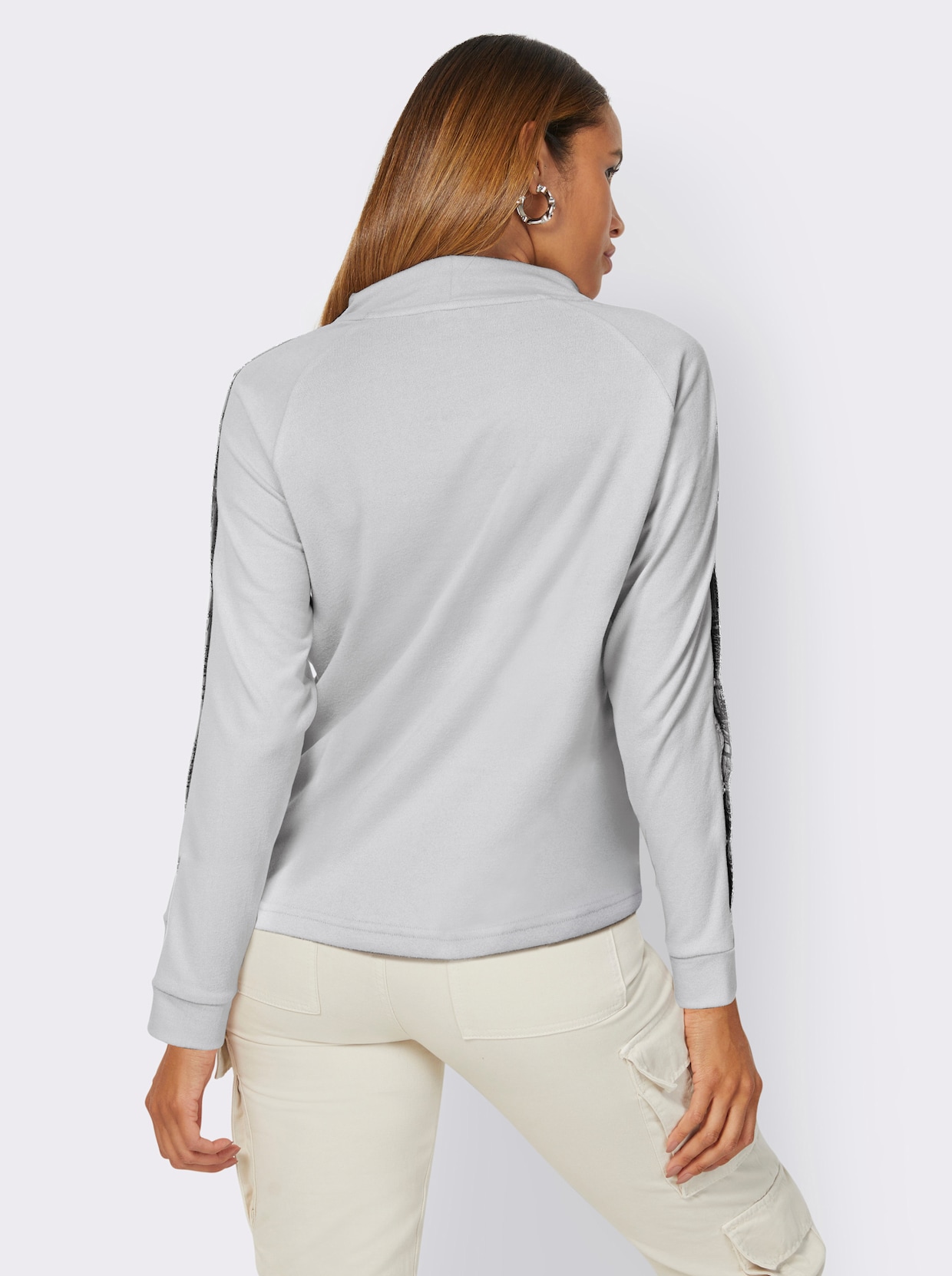 Sweat-shirt - gris clair-couleur argent imprimé