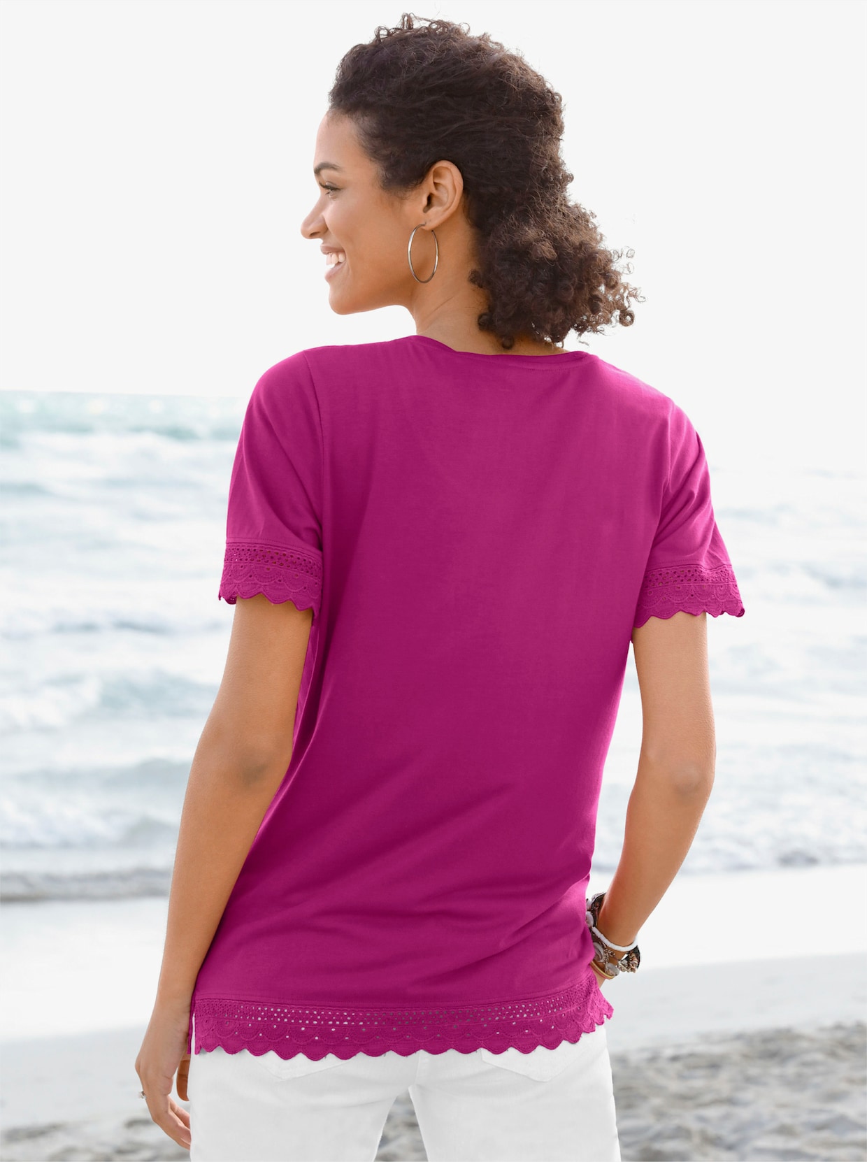 Spitzenshirt - fuchsia