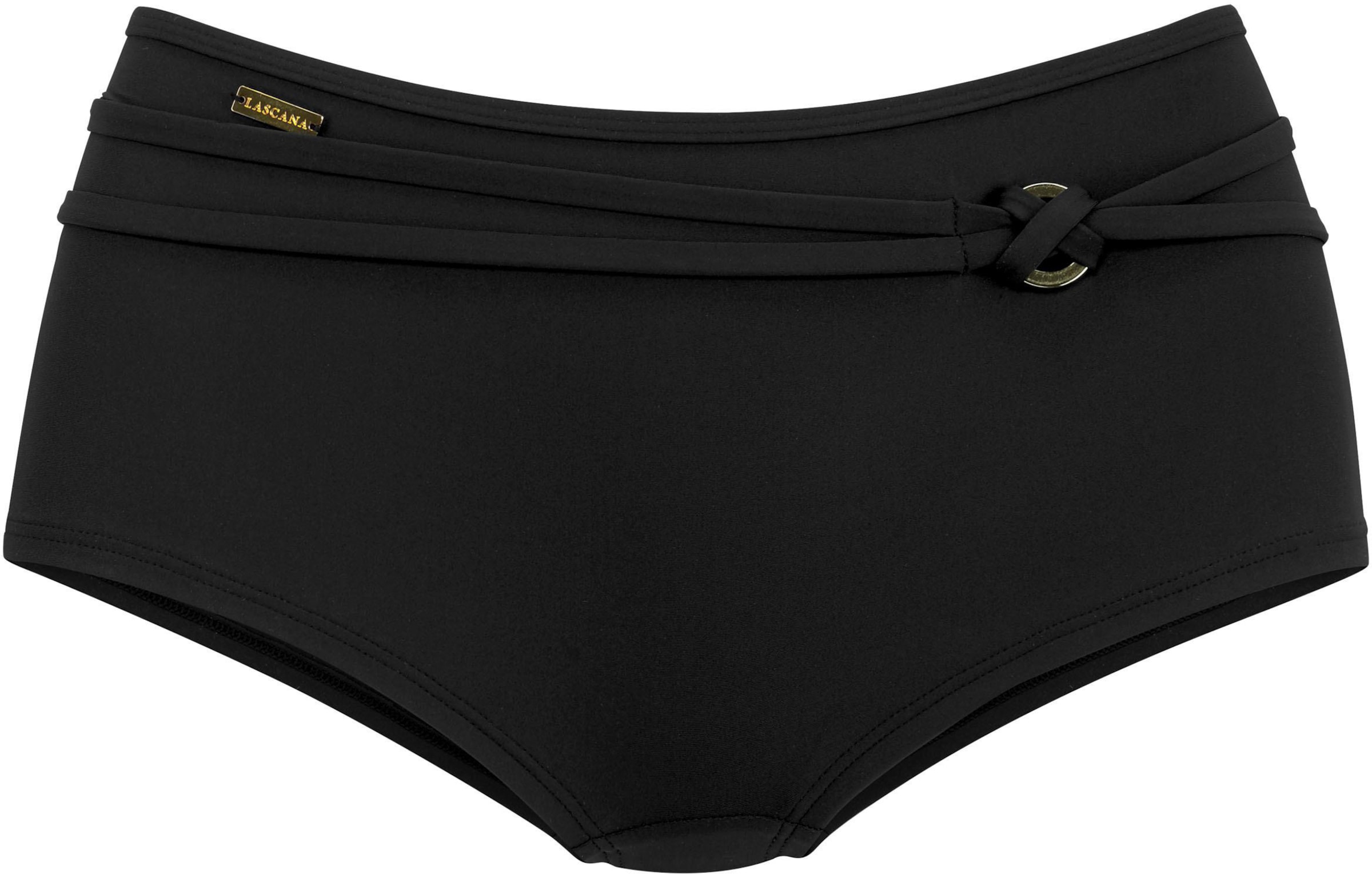 in goldfarben günstig Kaufen-Bikini-Hotpants in schwarz von LASCANA. Bikini-Hotpants in schwarz von LASCANA <![CDATA[Mit Gürtel und goldfarbenem Ring vorn. Softe Microfaser.]]>. 