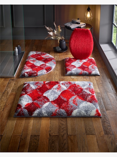 Grund Badematte - grau-rot