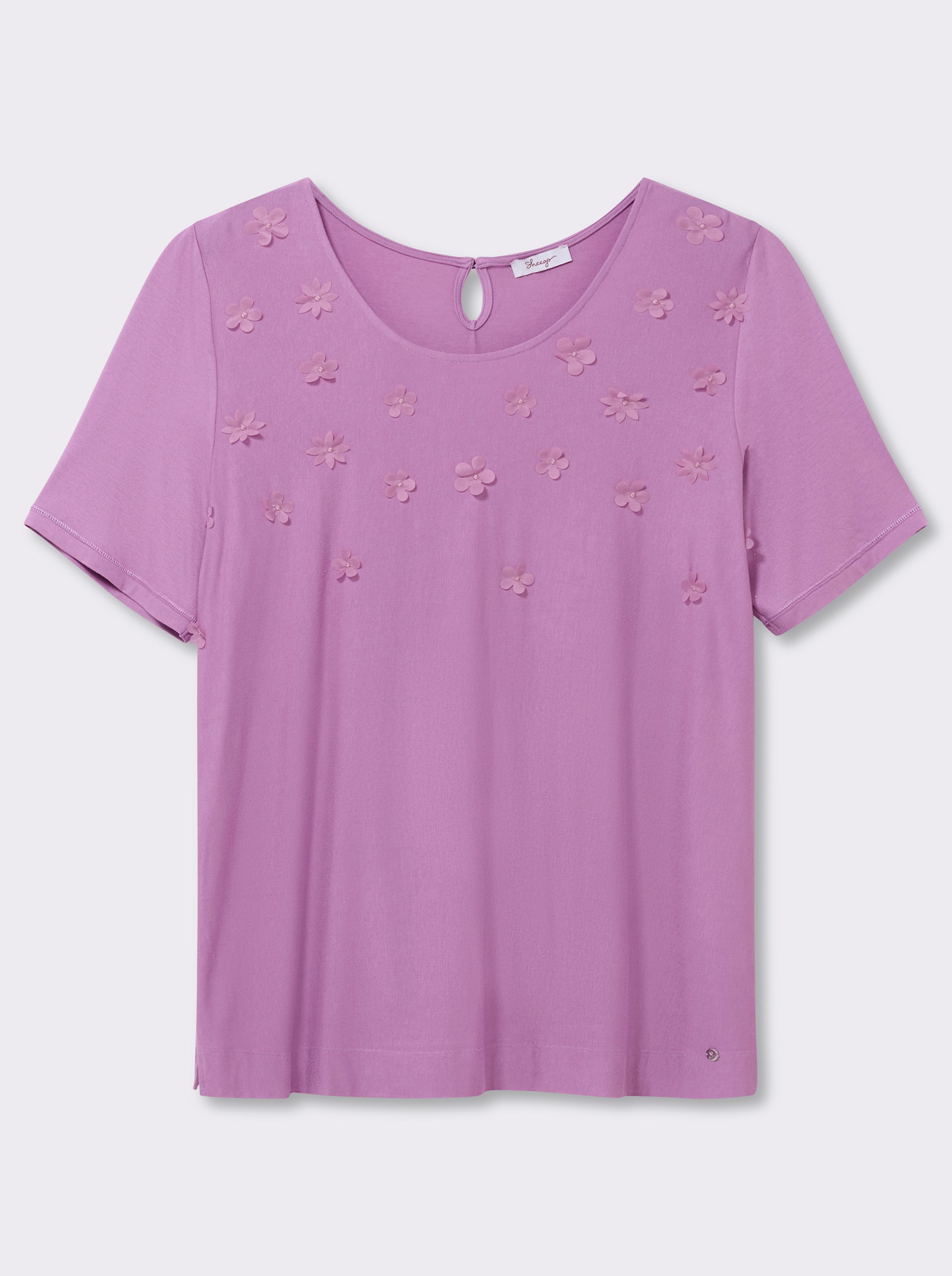 sheego Shirt mit 3D-Blütenapplikationen - orchidee