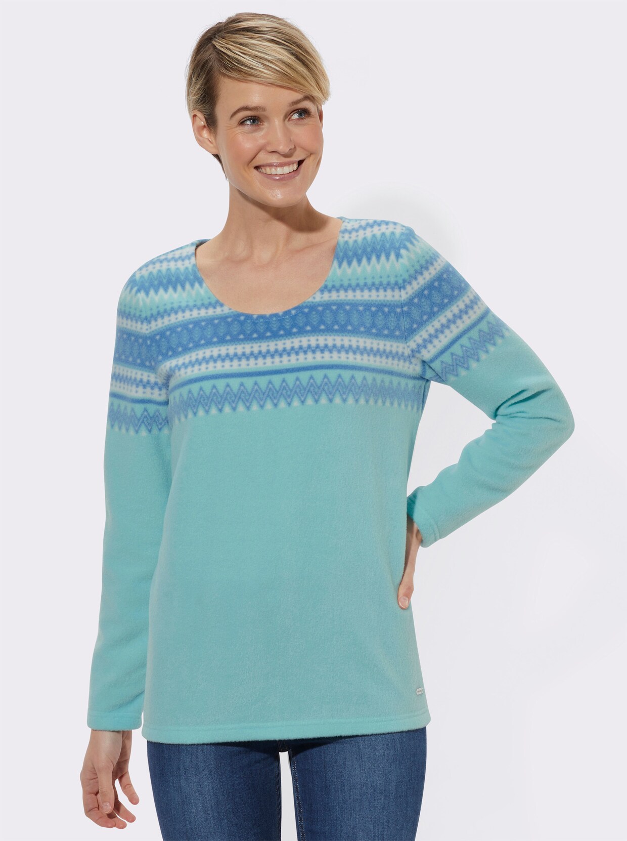Fleeceshirt - mint-bedruckt