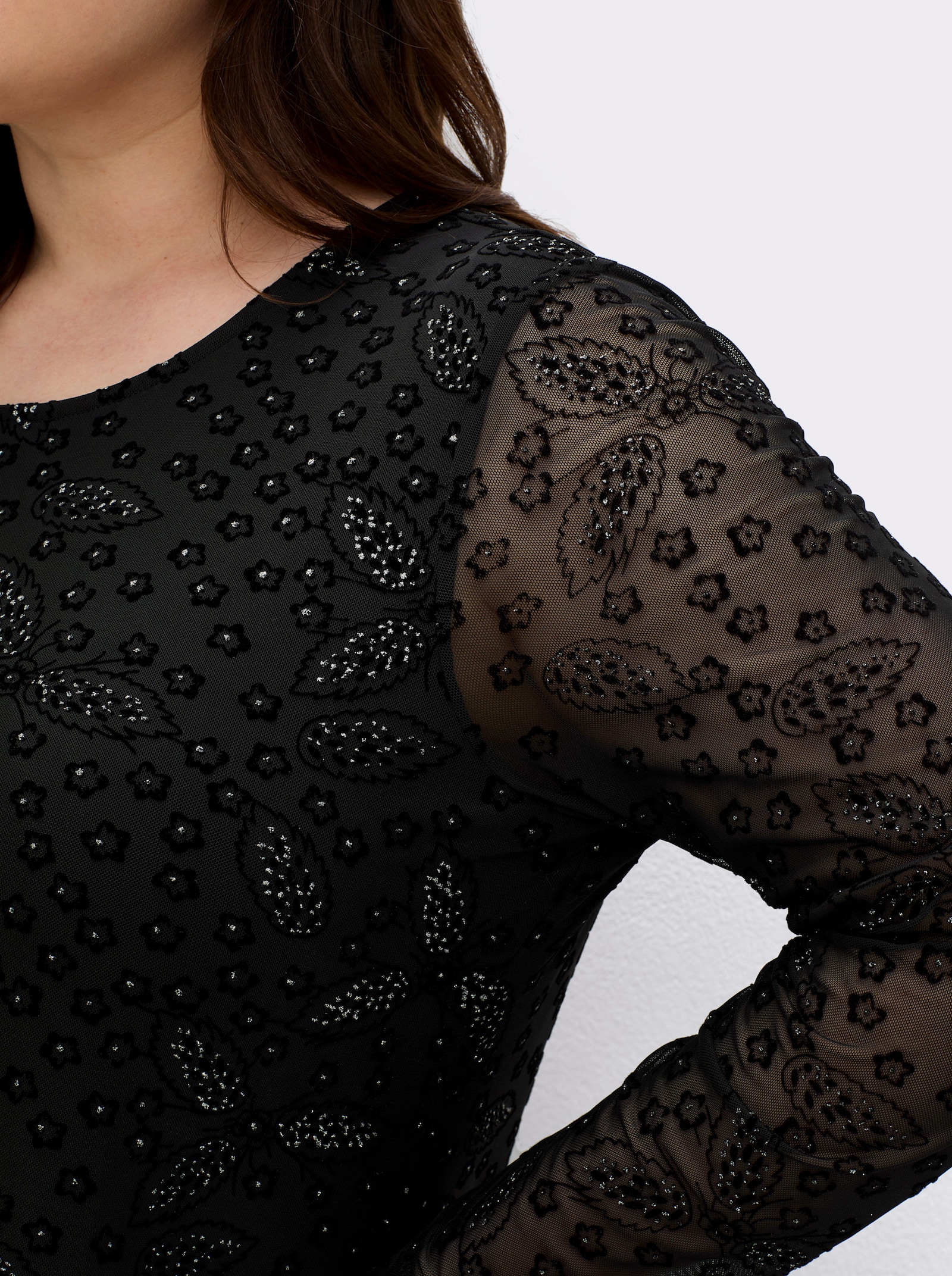 sheego by Joe Browns Shirt mit Glitzersteinchen - schwarz