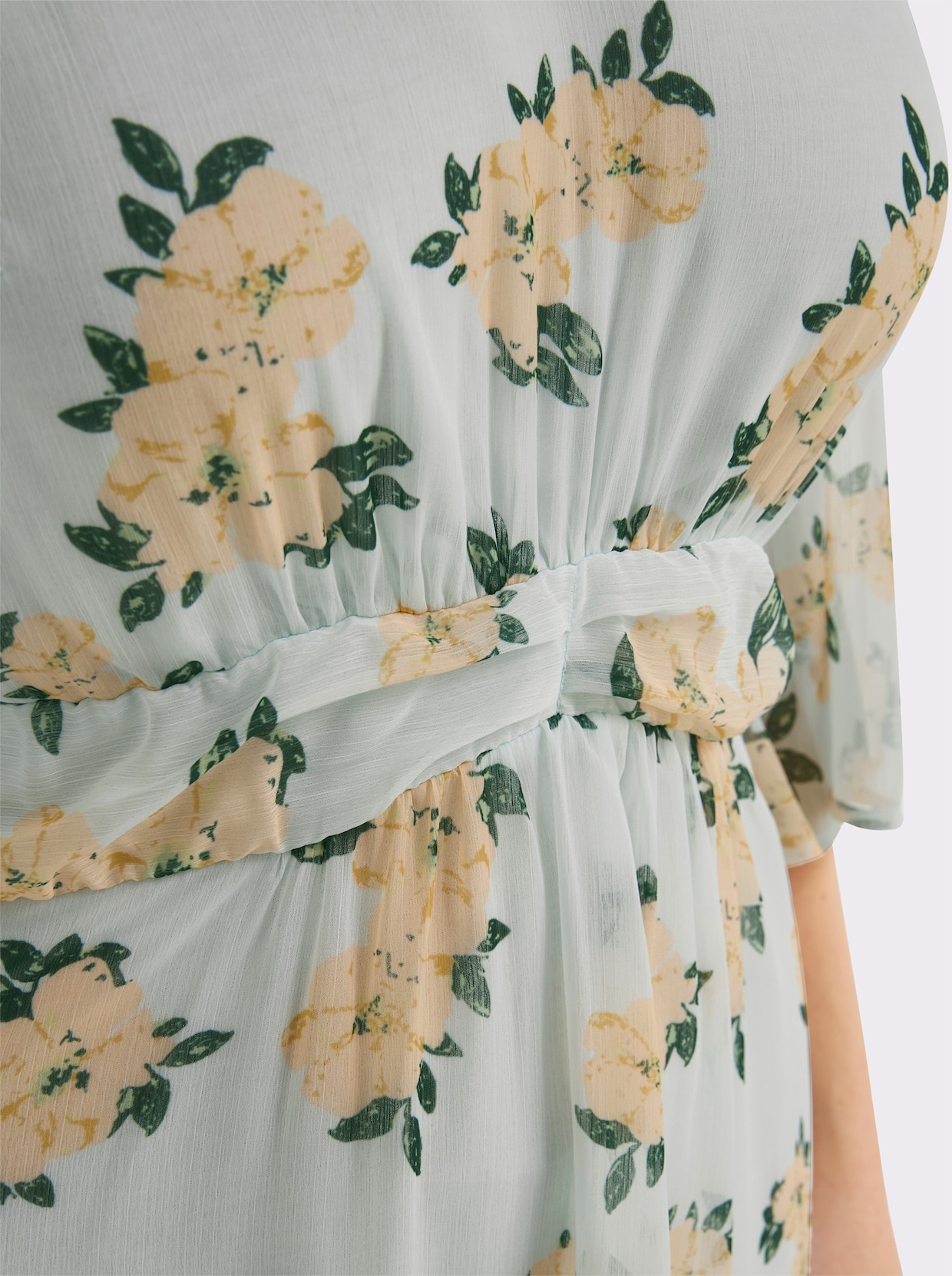 sheego Chiffonkleid mit Blumenprint - zartmint-apricot-gemustert