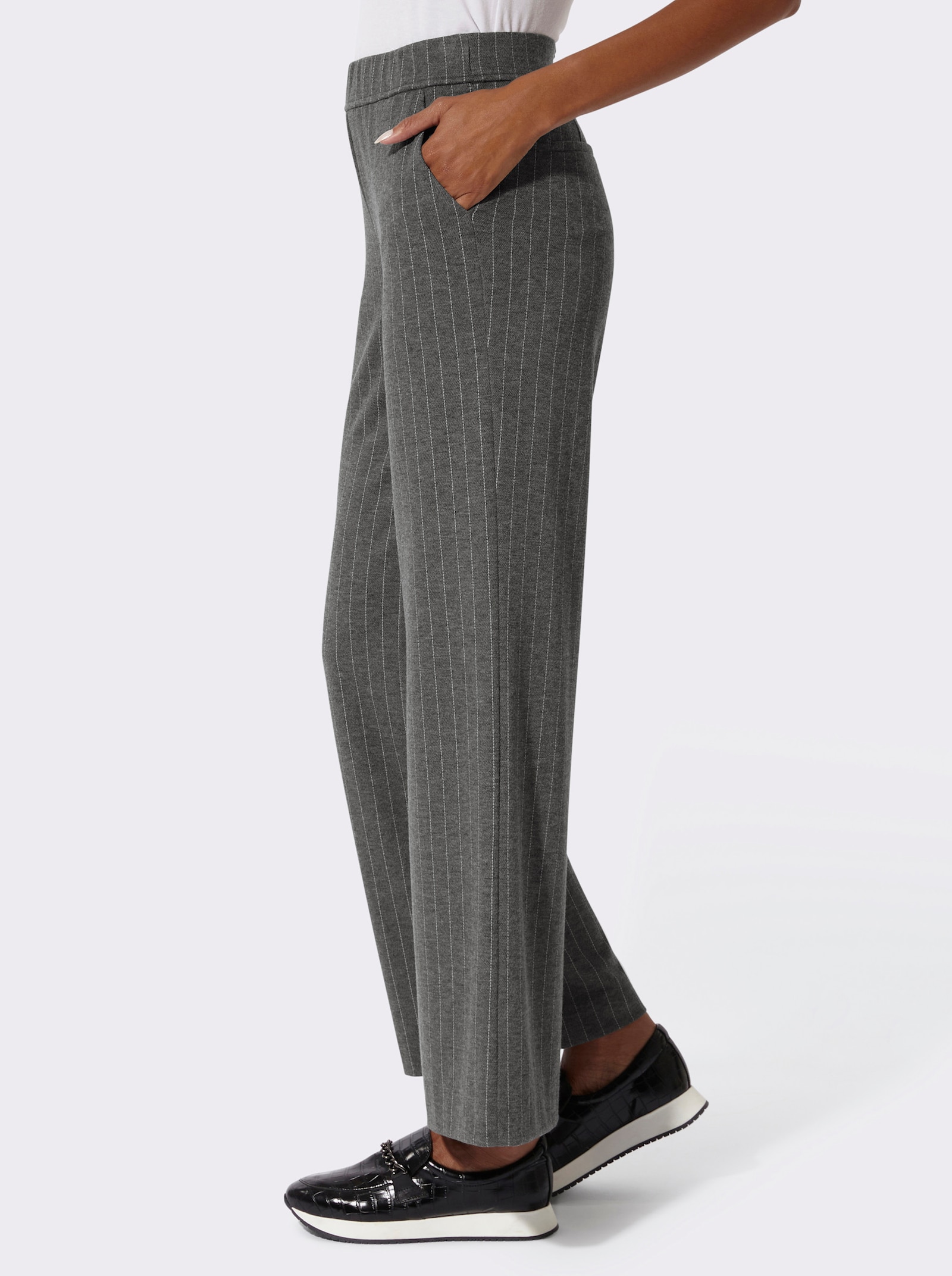 Ascari Schlupfhose mit Streifenmuster - anthrazit-hellgrau-meliert