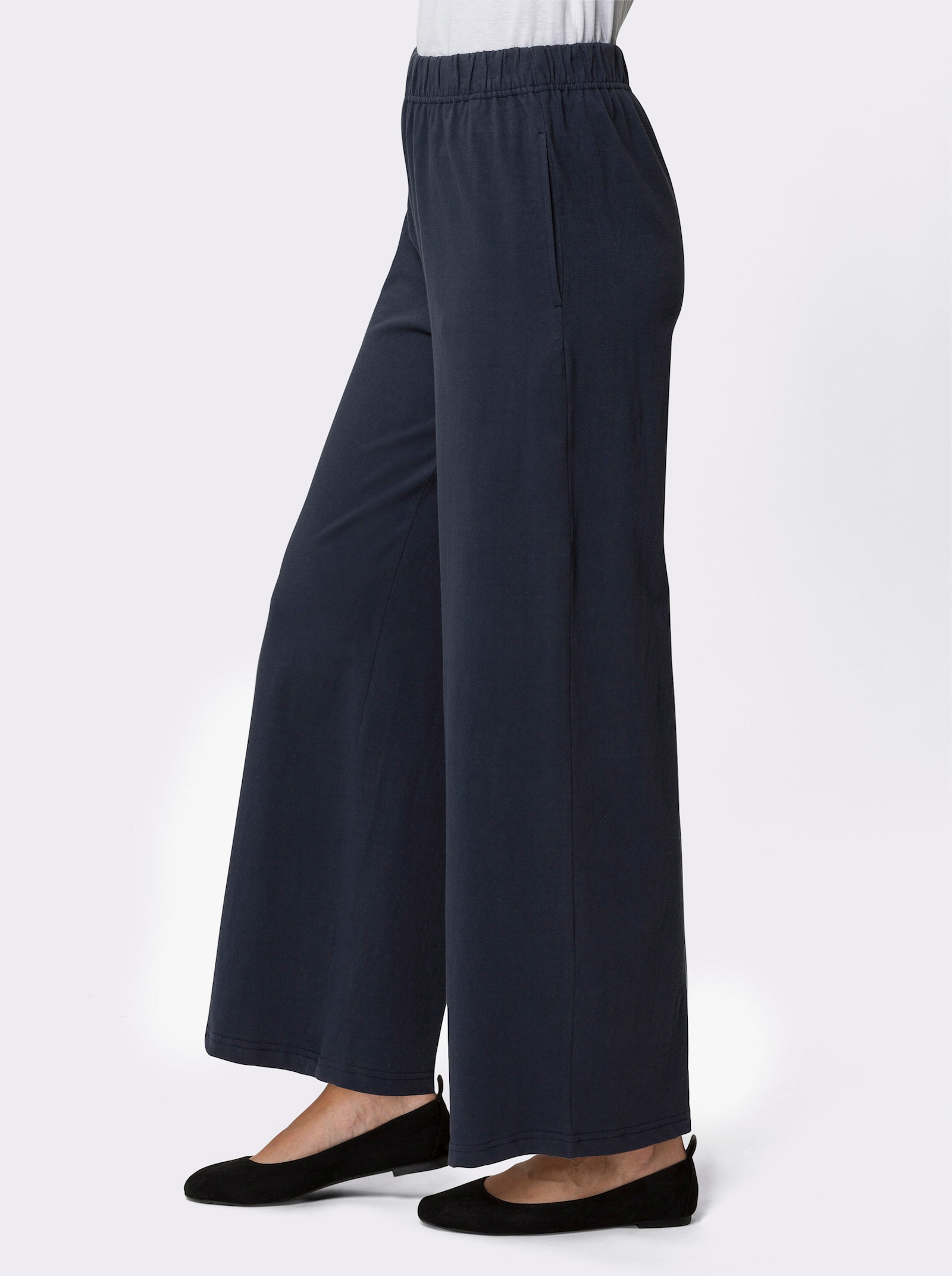 Freizeithose in weiter Form - marine + bordeaux