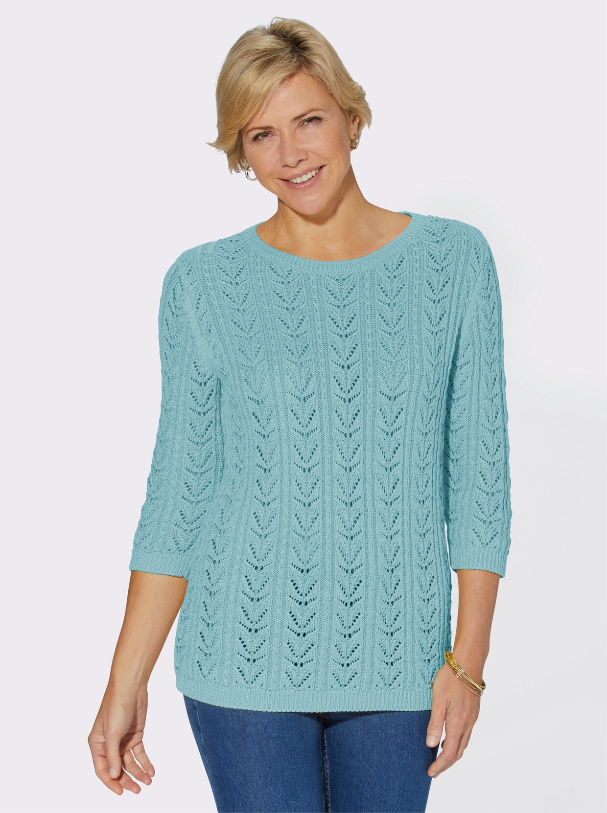 Pullover met 3/4-mouwen - aquamarine