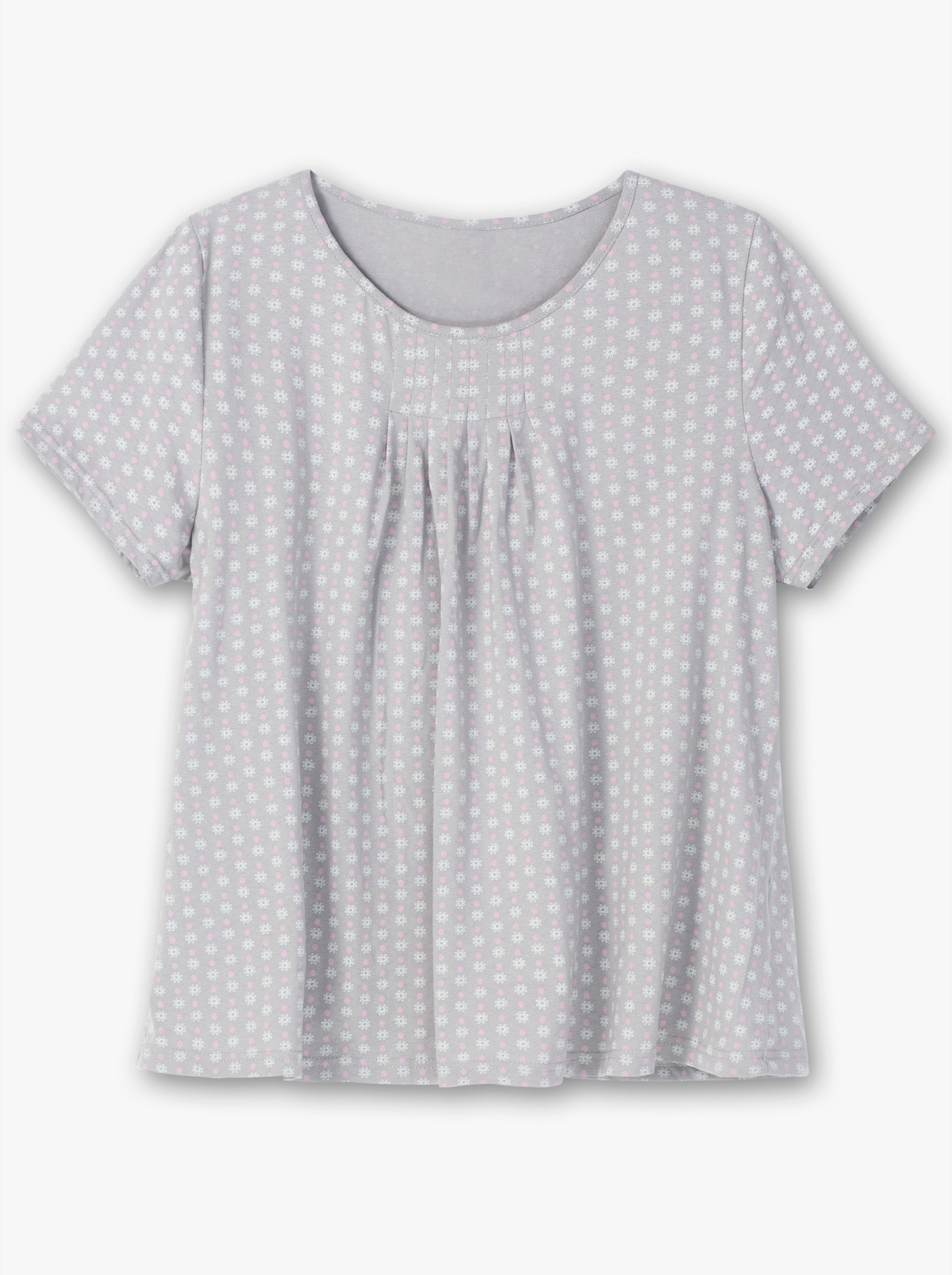 Kurzarmshirt - steingrau-gemustert