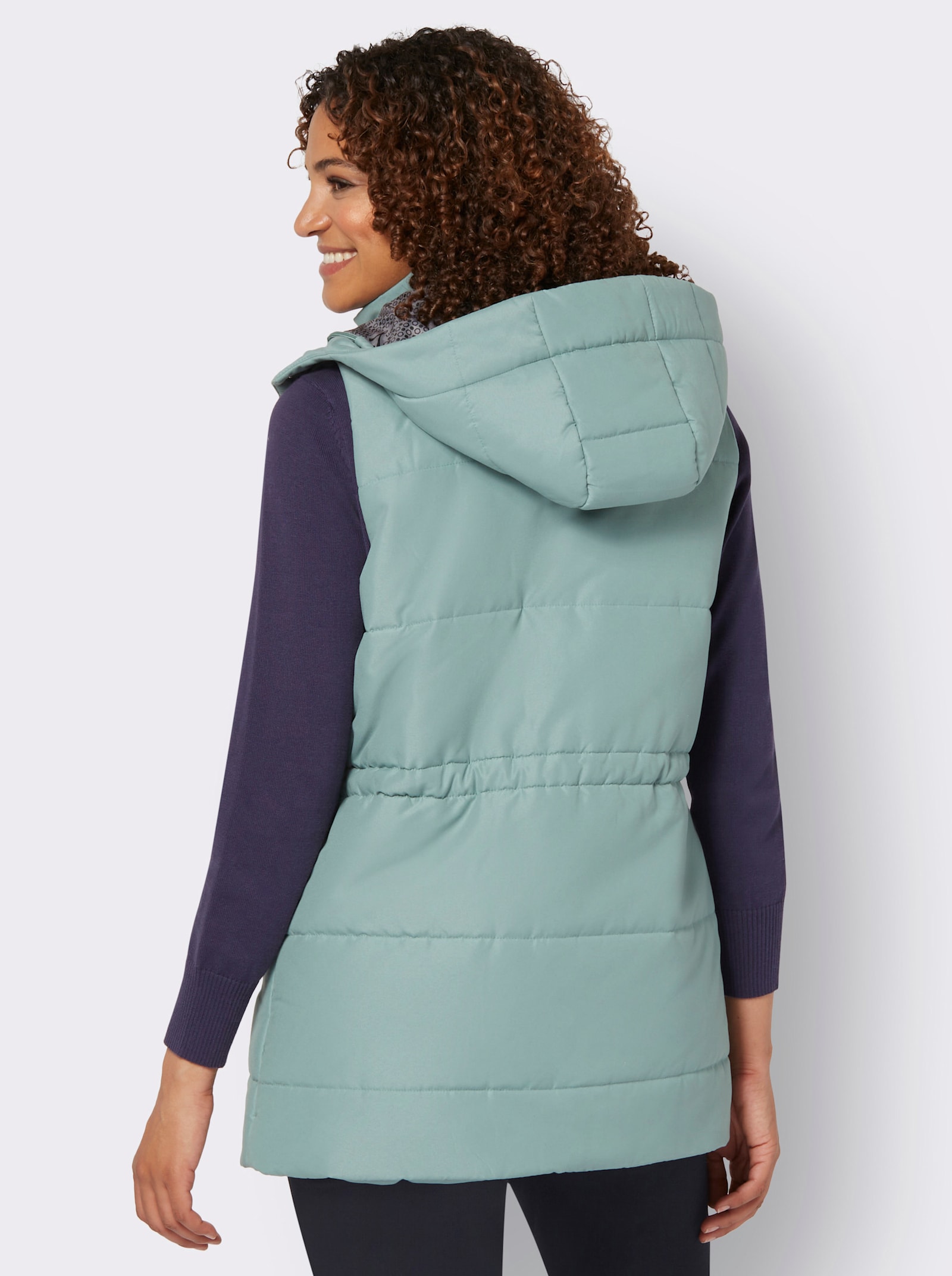 Longweste mit Taillenregulierung - jade