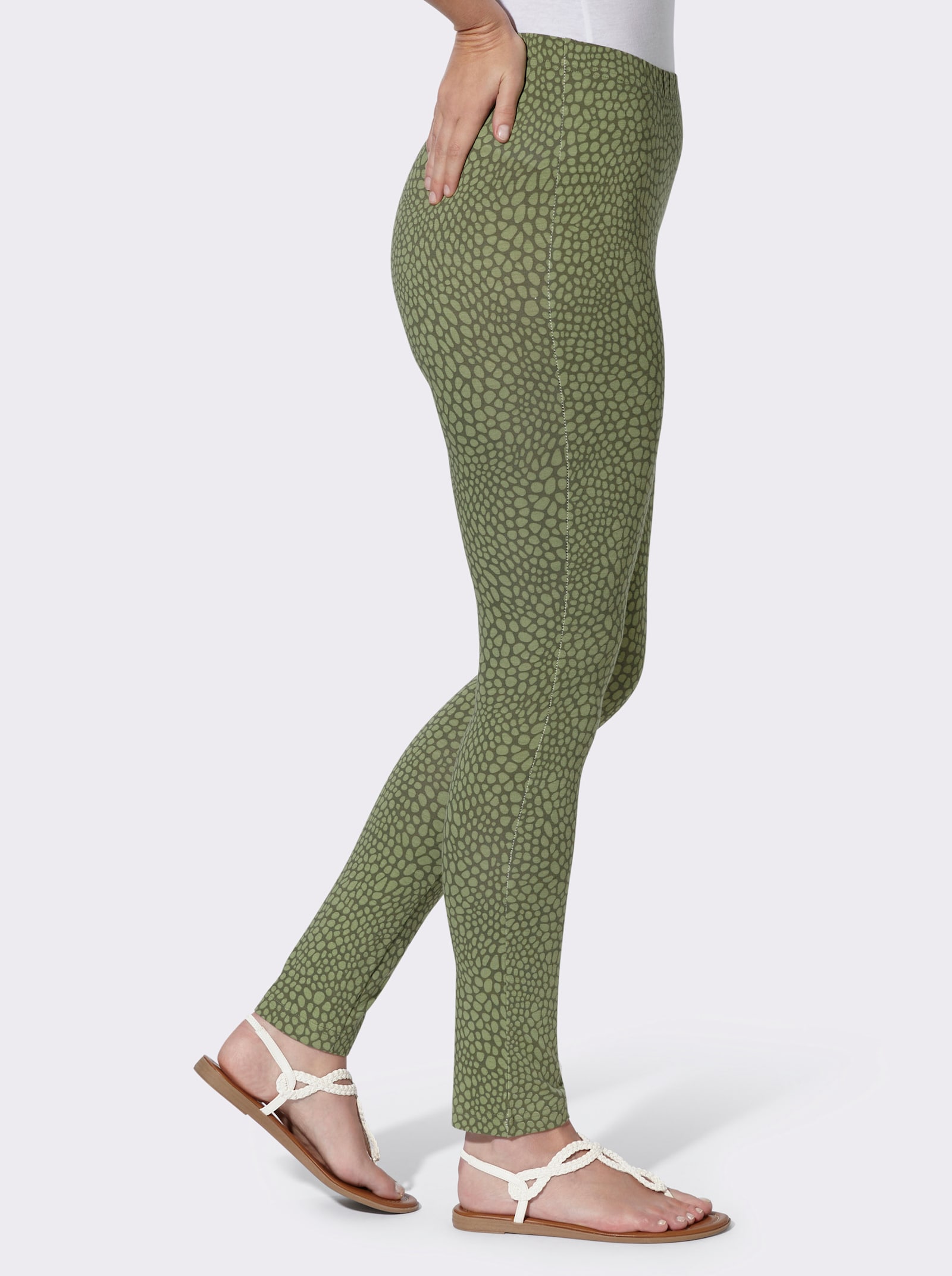 Leggings in verschiedenen Animal-Dessins - khaki-schilf-bedruckt