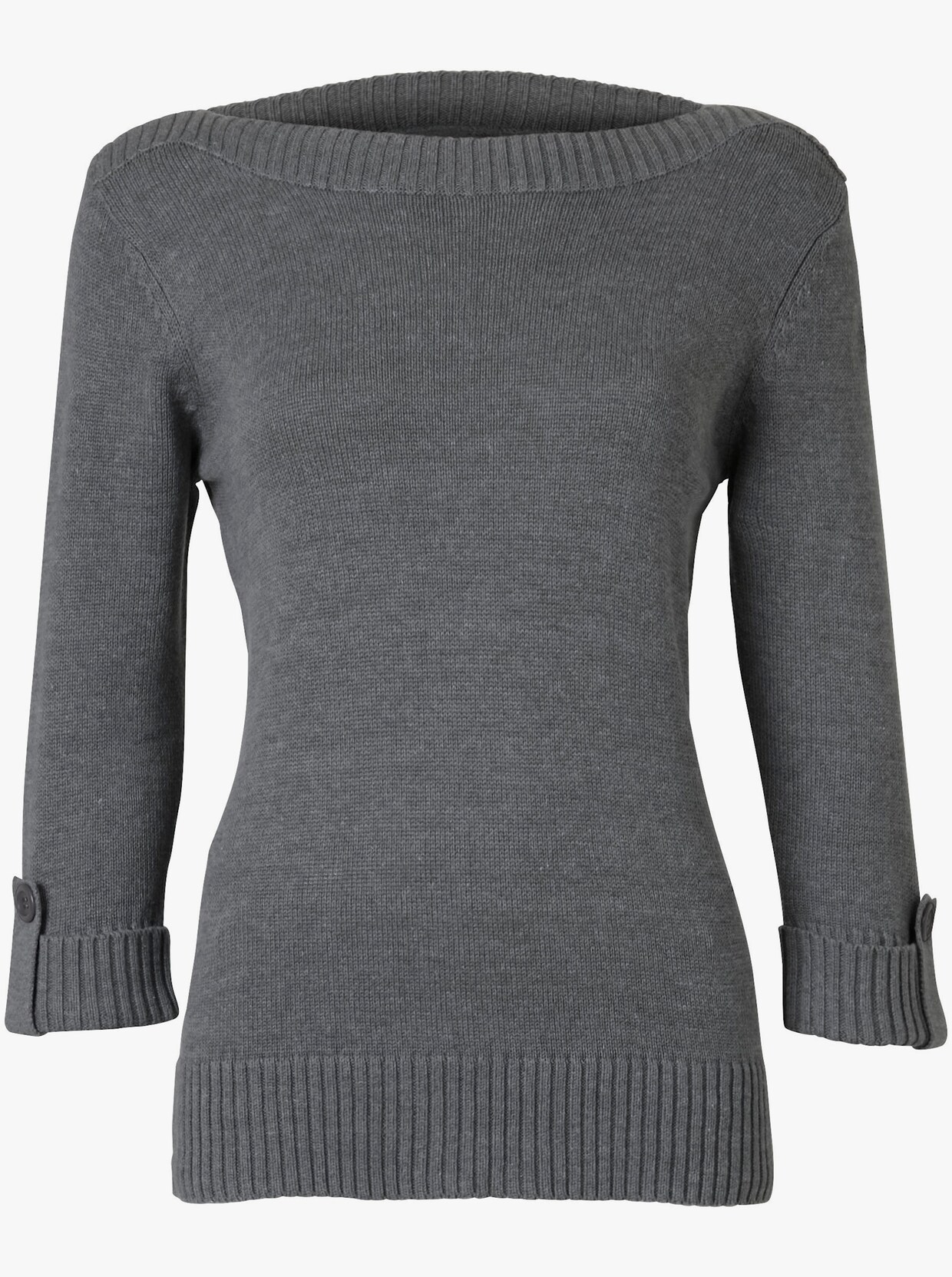 3/4 Arm-Pullover - grau-meliert