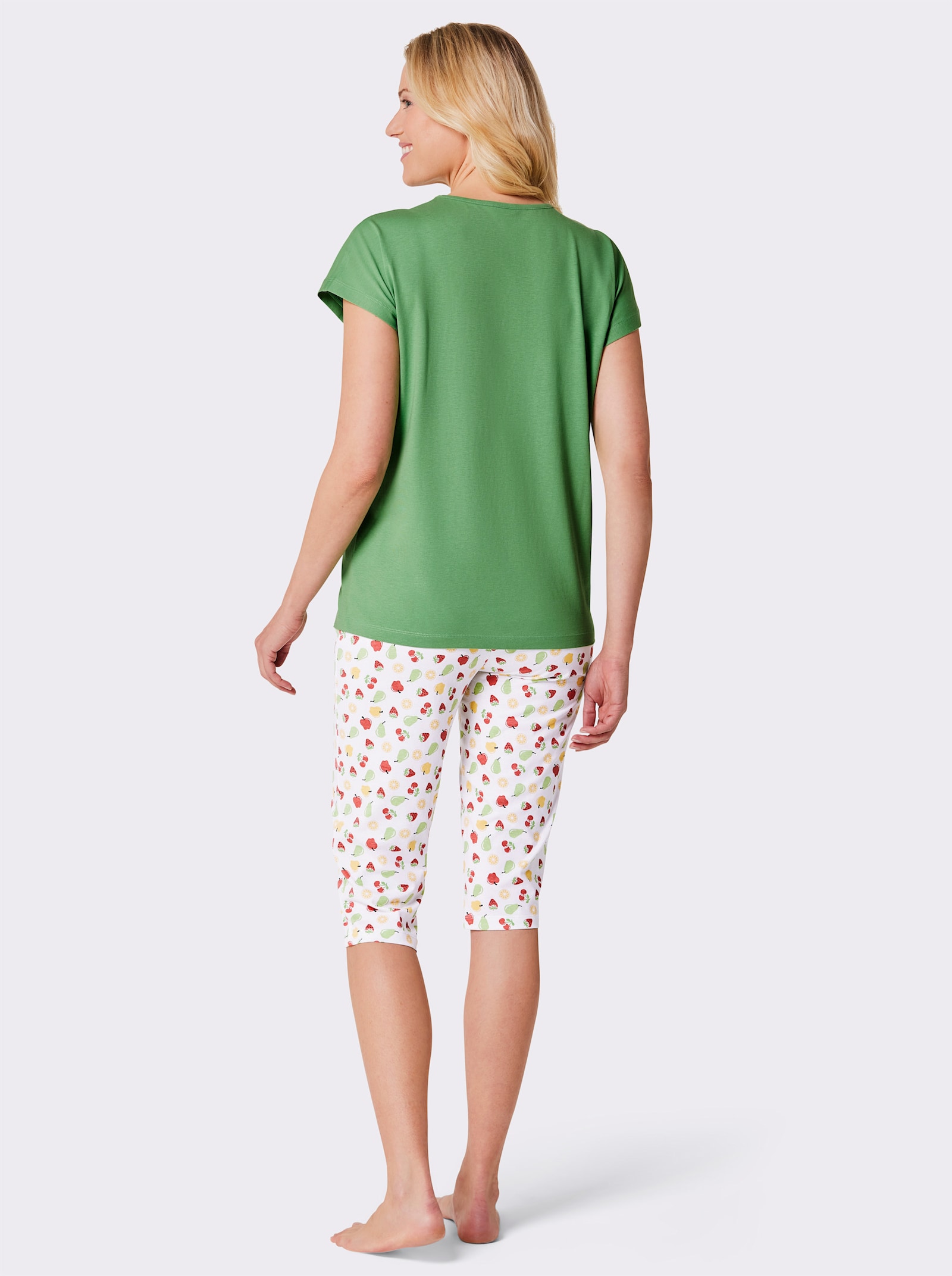 wäschepur Pyjamasar med capribyxa med resårlinning - äpple + vit-med tryck