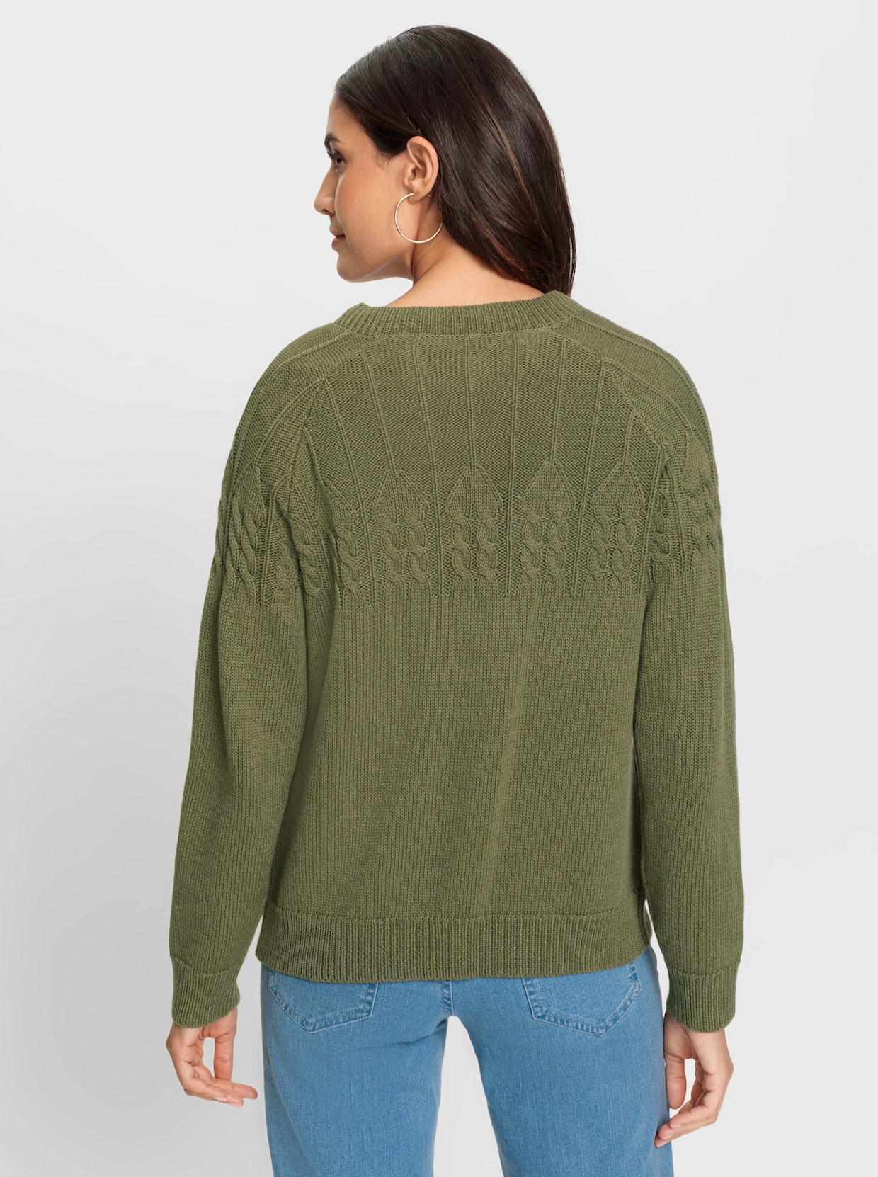 Strickjacke - oliv-meliert