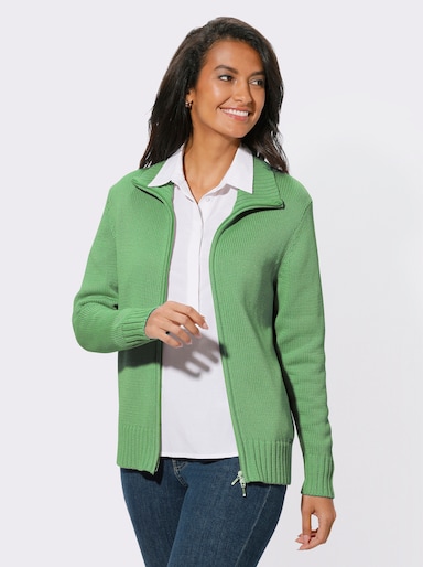 Strickjacke mit 2-Wege-Reißverschluss - apfel