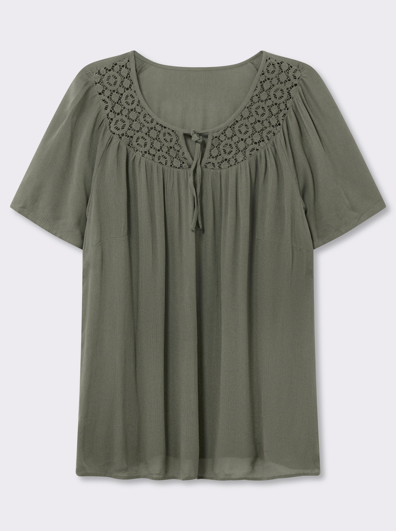 Tunika mit Spitzen-Einsatz - khaki