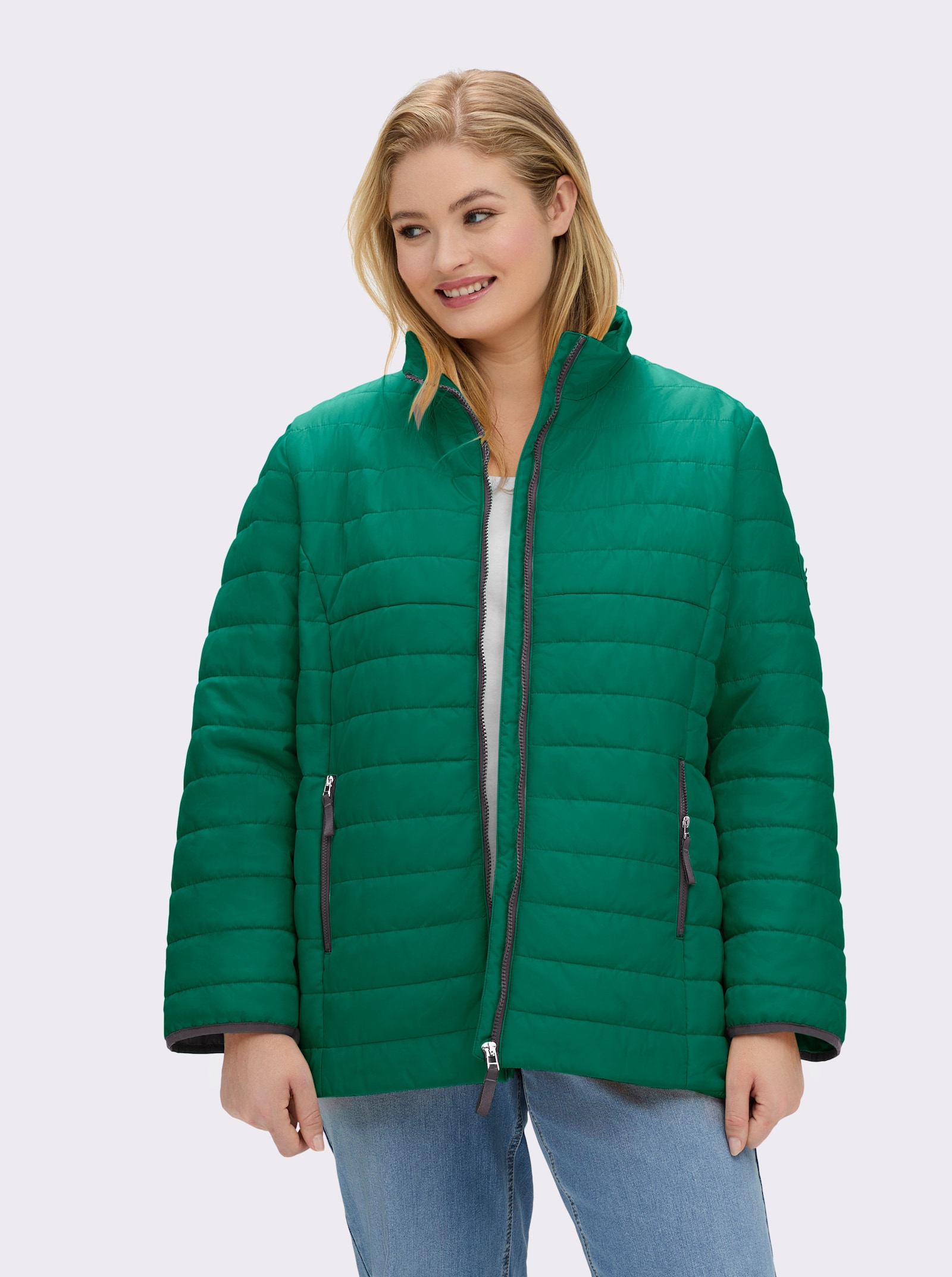 Steppjacke mit kontrastfarbenen Akzenten - grün