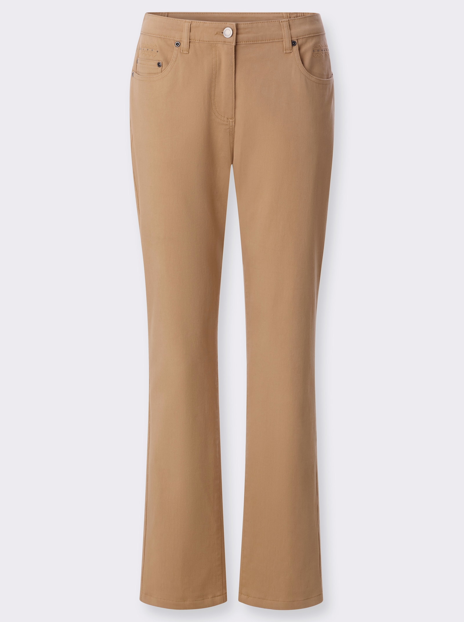 Jeans mit Metallplättchen-Deko - camel