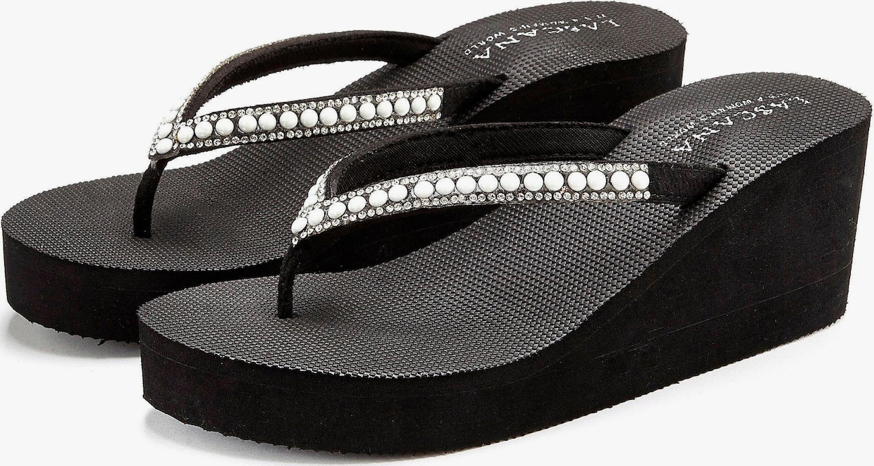 LASCANA Badslippers - zwart