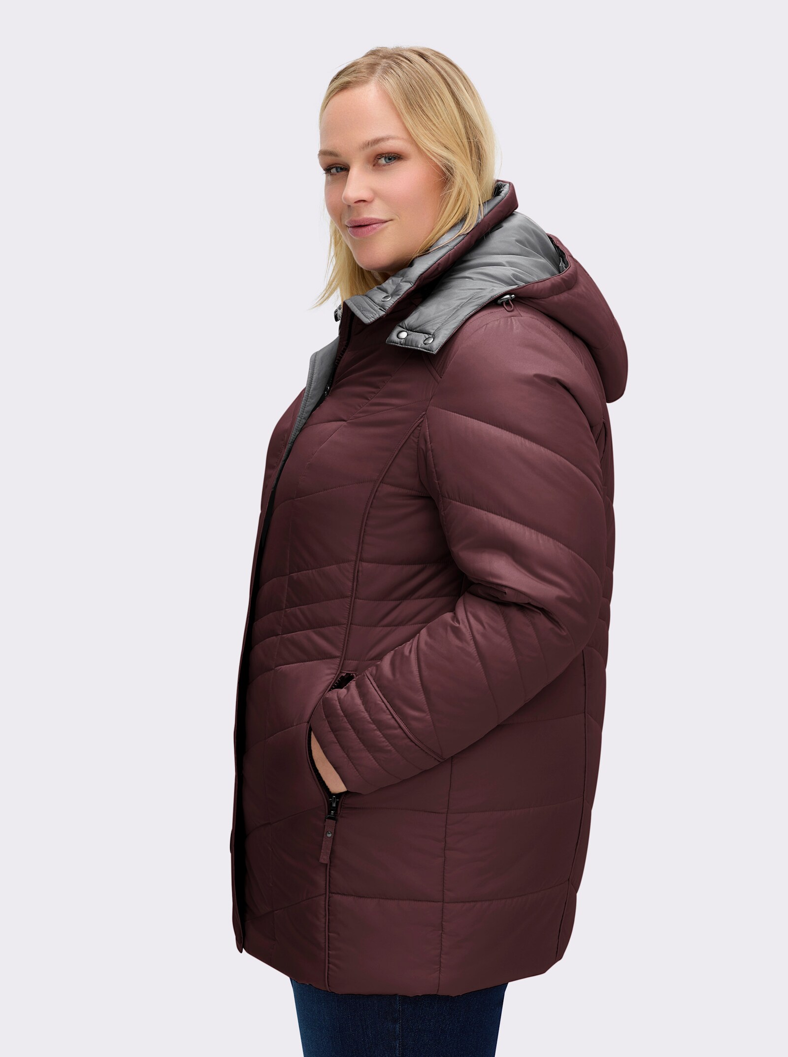 Steppjacke in Microfaser-Qualität, pflegeleicht - bordeaux