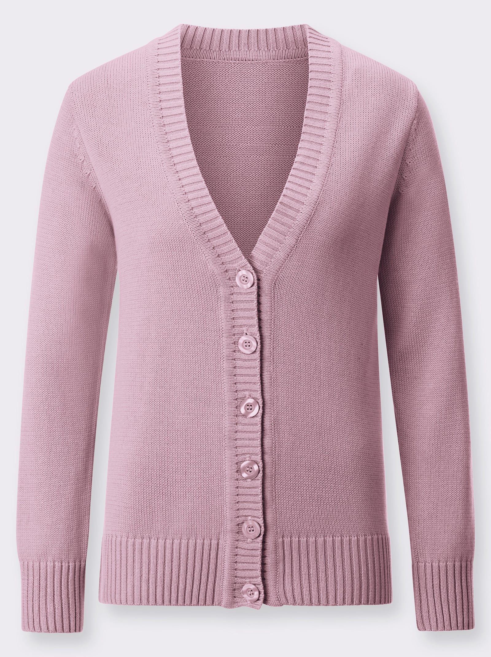 Strickjacke mit farblich abgestimmten Knöpfen - altrosé