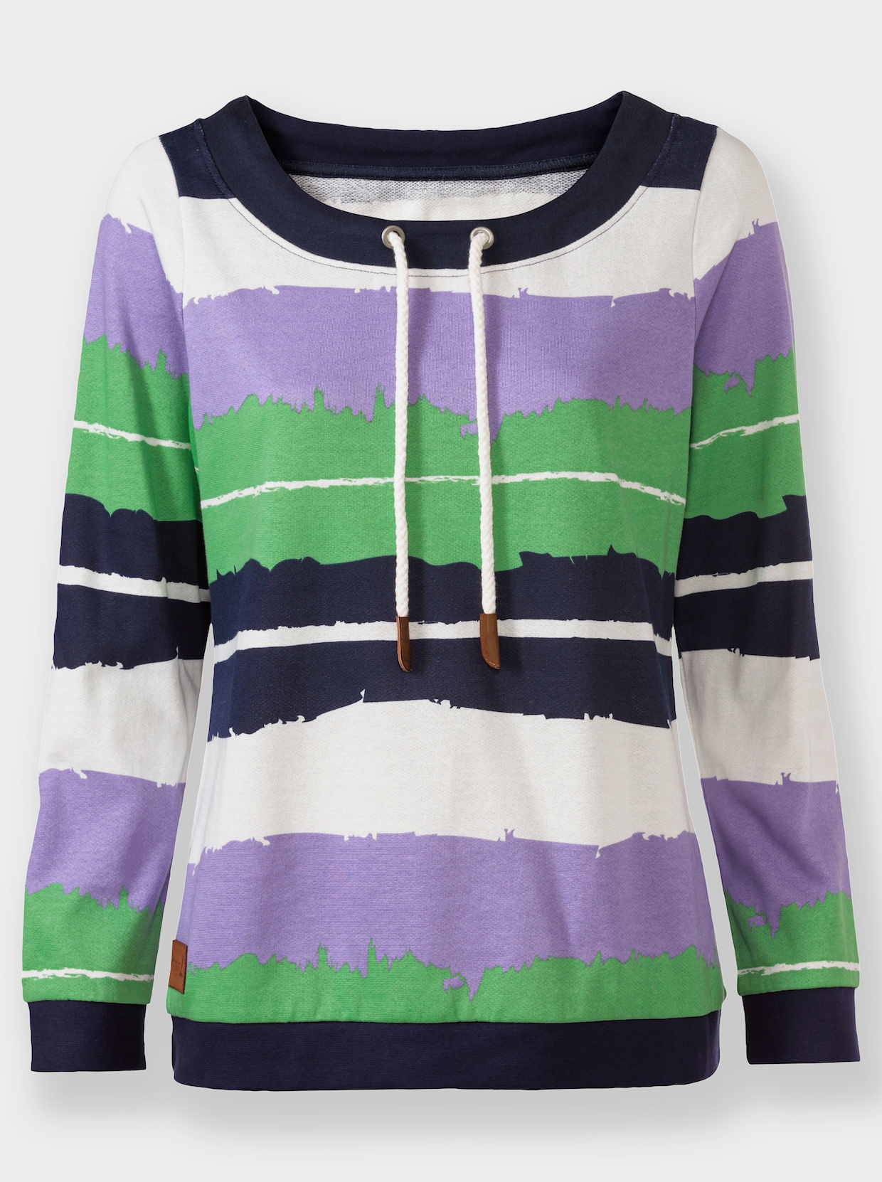 Sweatshirt - ecru-marine-bedruckt