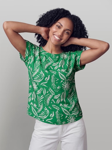 heine Druckbluse mit Floralprint - grasgrün-ecru-bedruckt