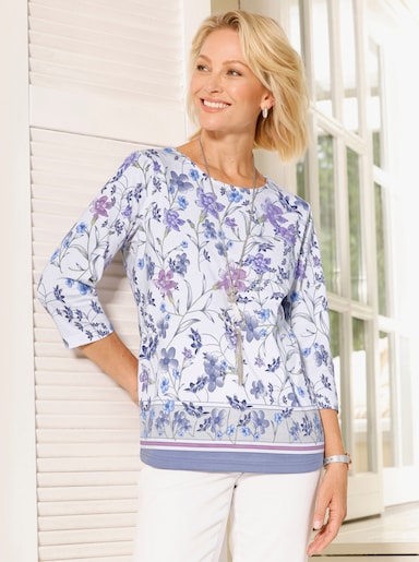 Rundhalsshirt - orchidee-lindgrün-bedruckt