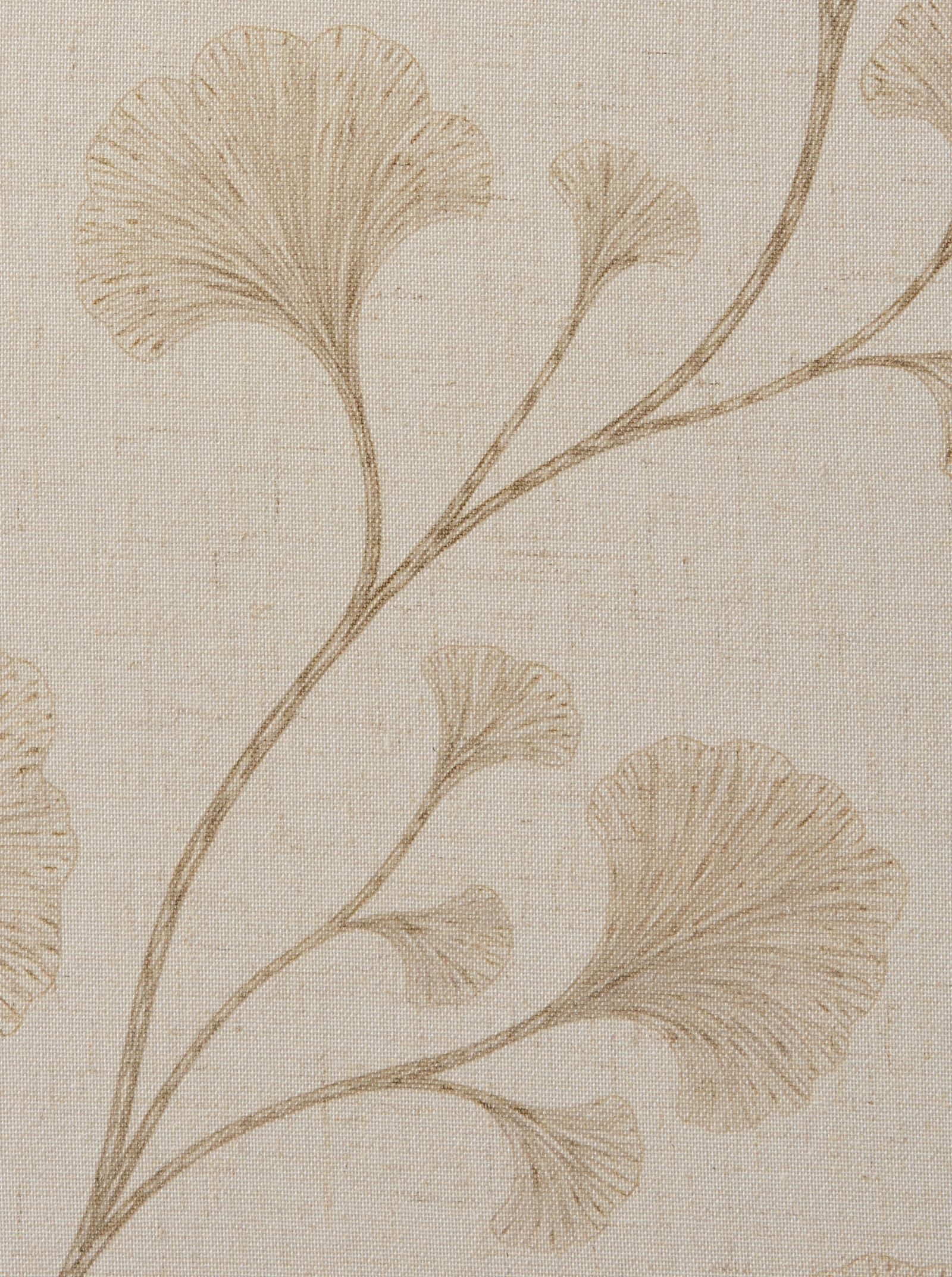 Raffrollo mit Gingko-Blättern - weiß-beige