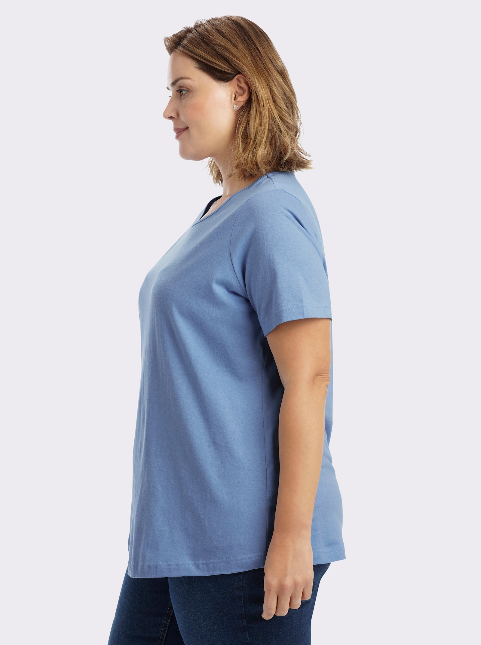 Longshirt im Doppelpack - himmelblau + apricot