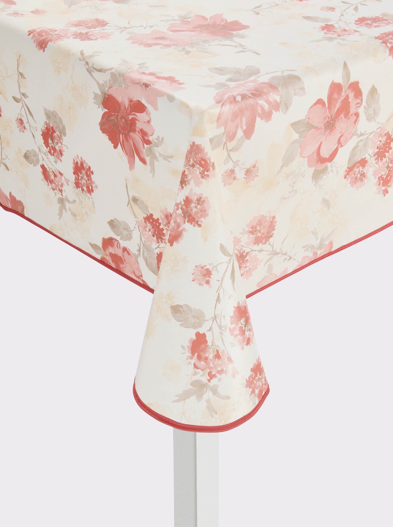 Tischdecke - weiß-rostrot-bedruckt
