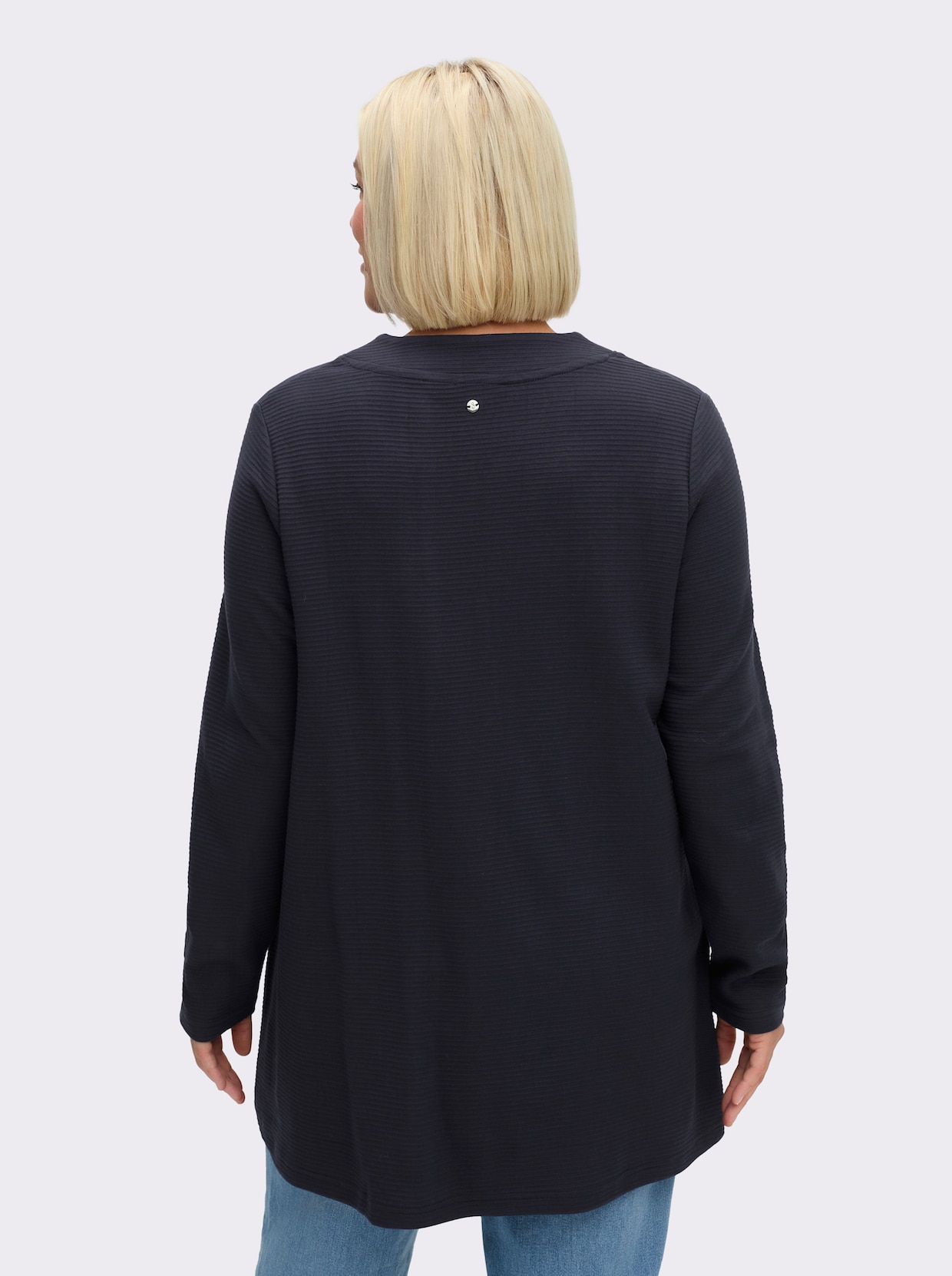 sheego Sweatshirt - tiefblau-gestreift