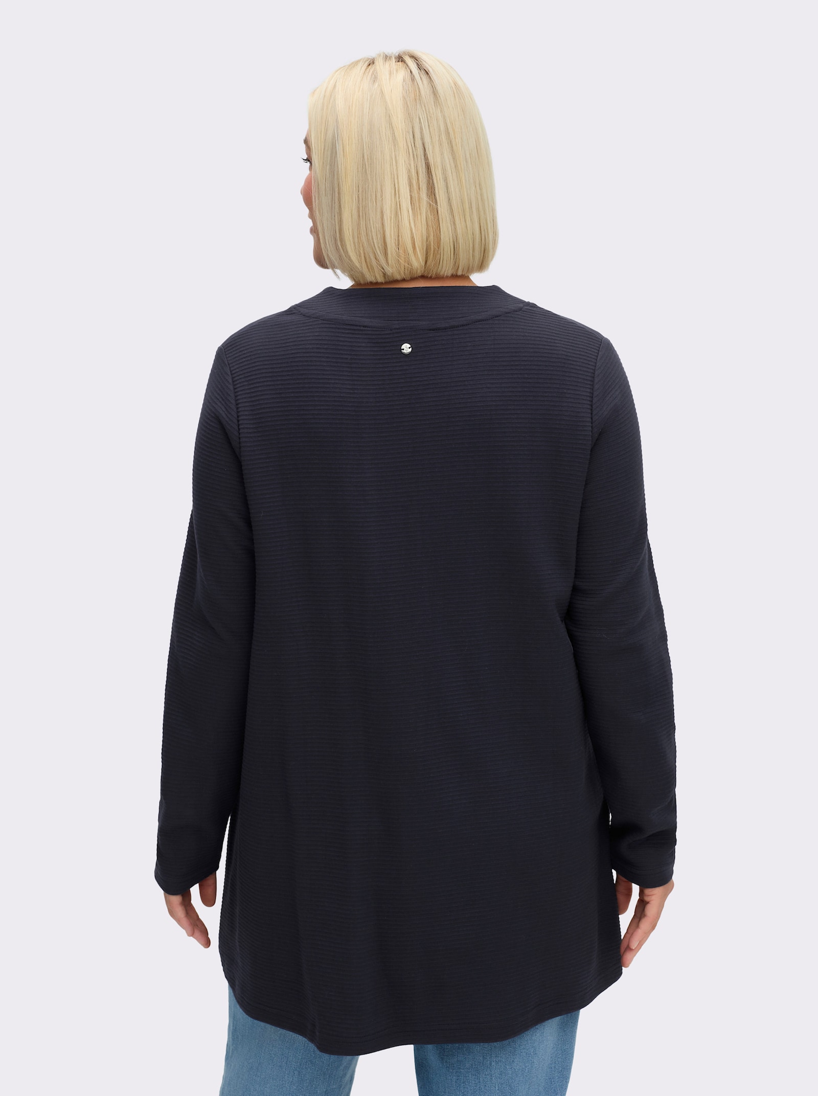 sheego Sweatshirt in A-Linie - tiefblau-gestreift