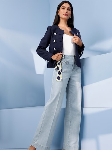 heine Bouclé-Blazer mit Zierknöpfen - marine