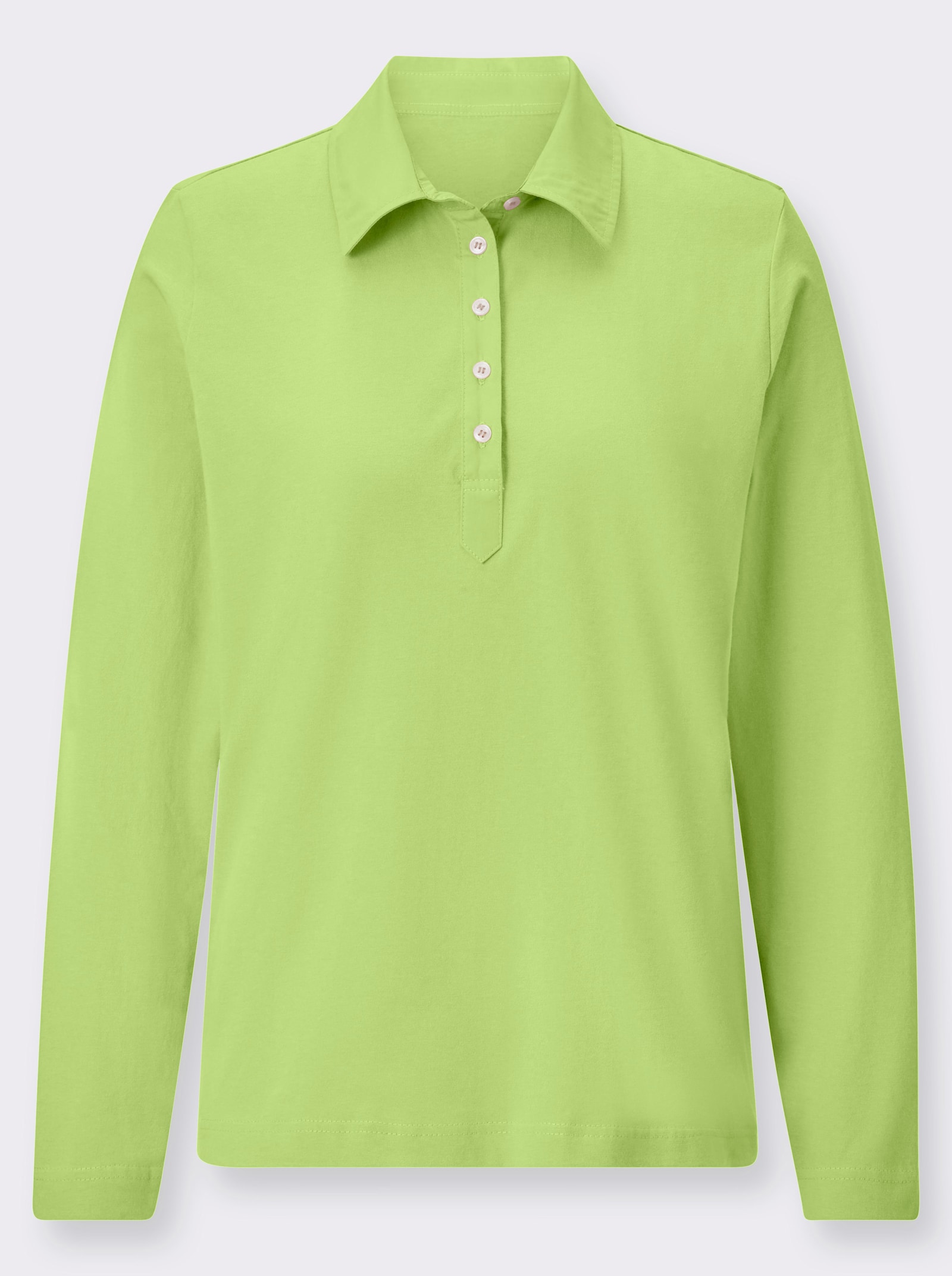 Poloshirt met lange mouwen van puur katoen - pistache