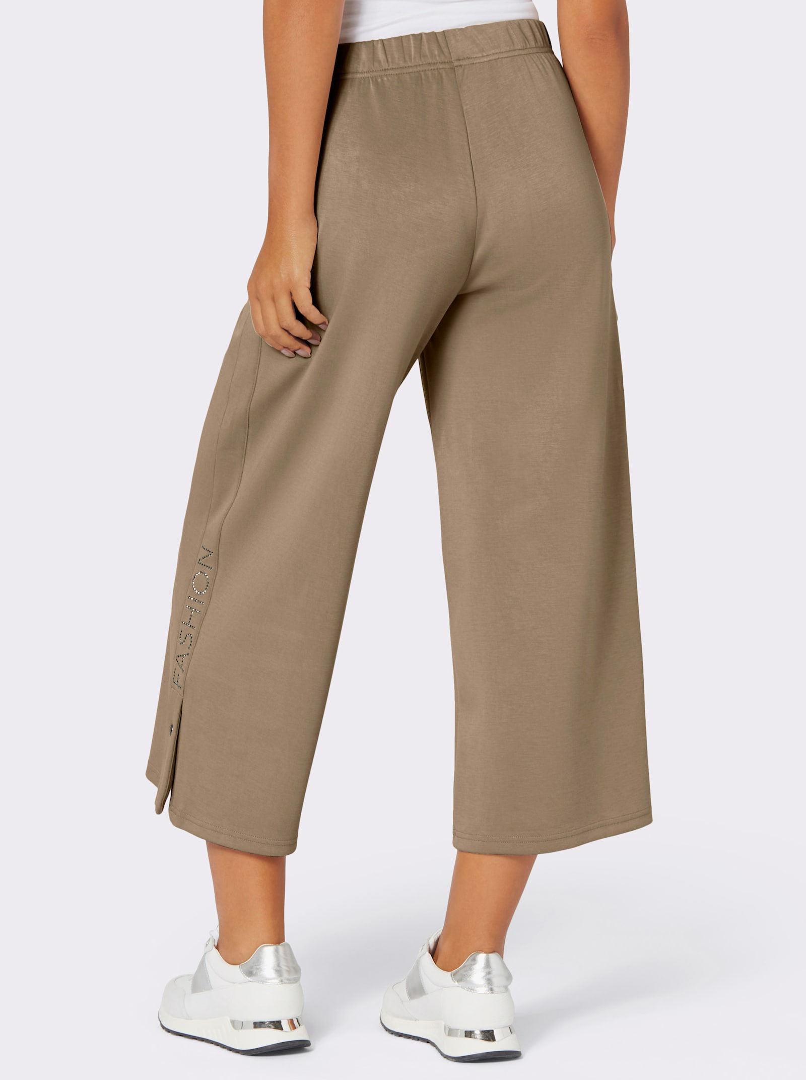 Culotte met hoge zijsplitten - leem