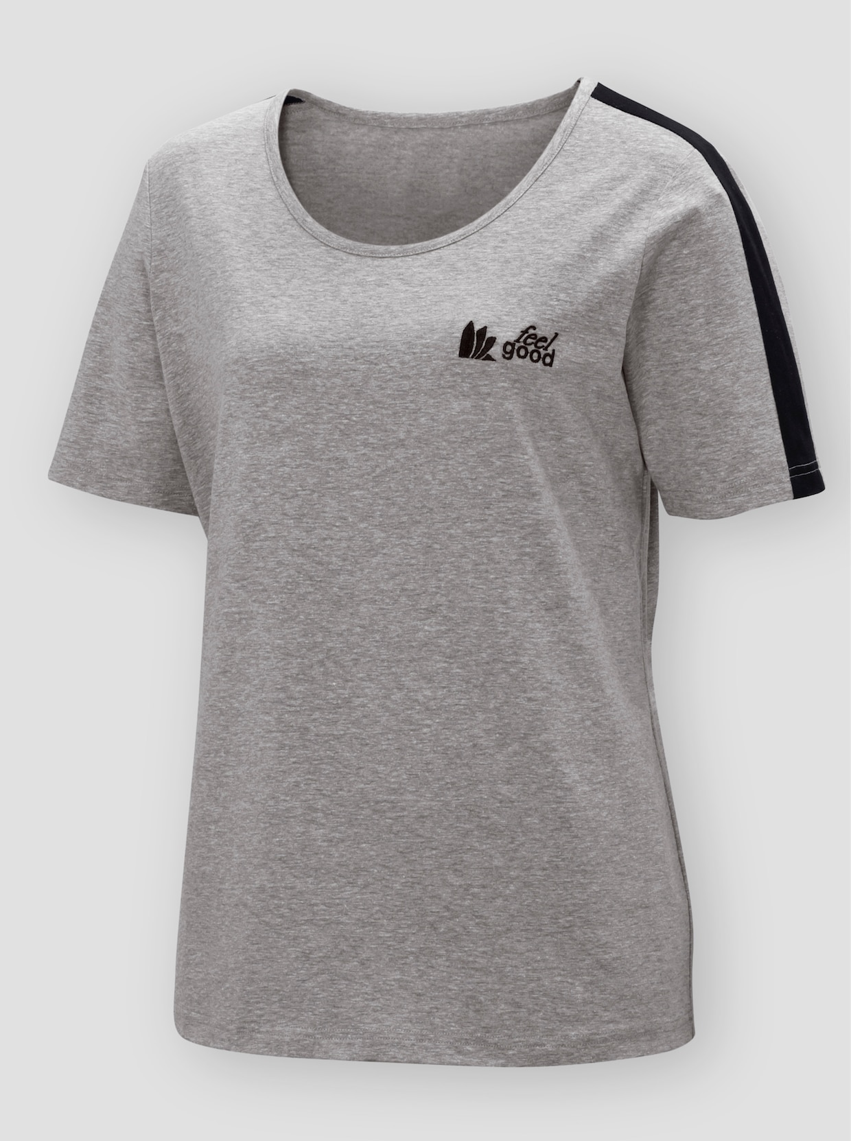 feel good Shirt - grau-meliert-schwarz