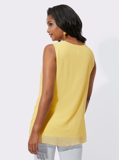 Blusentop mit Spitze am V-Ausschnitt - zitrone