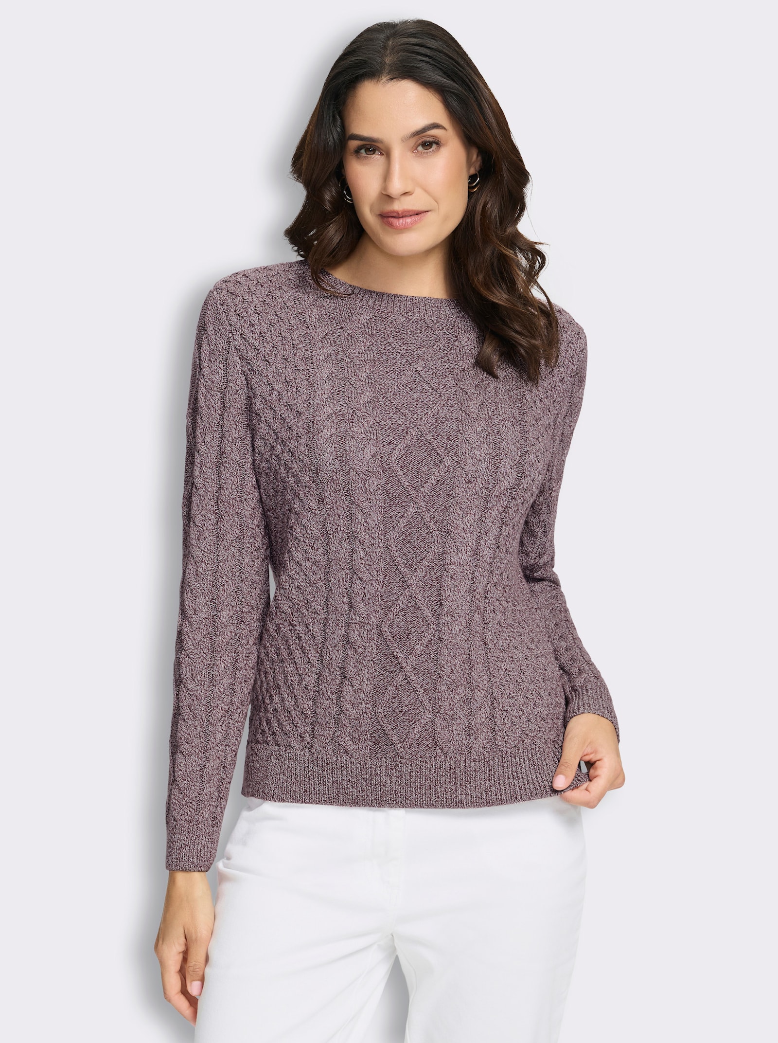 Strickpullover im Mustermix - burgund-meliert