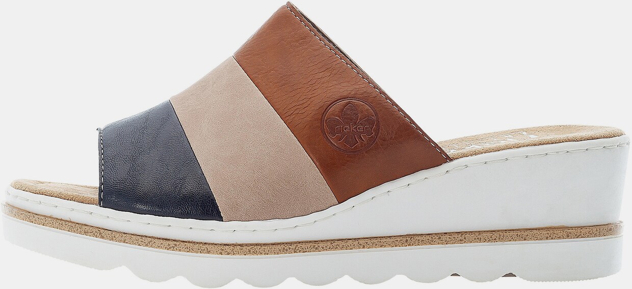 Rieker Pantolette - cognac-beige-nachtblau